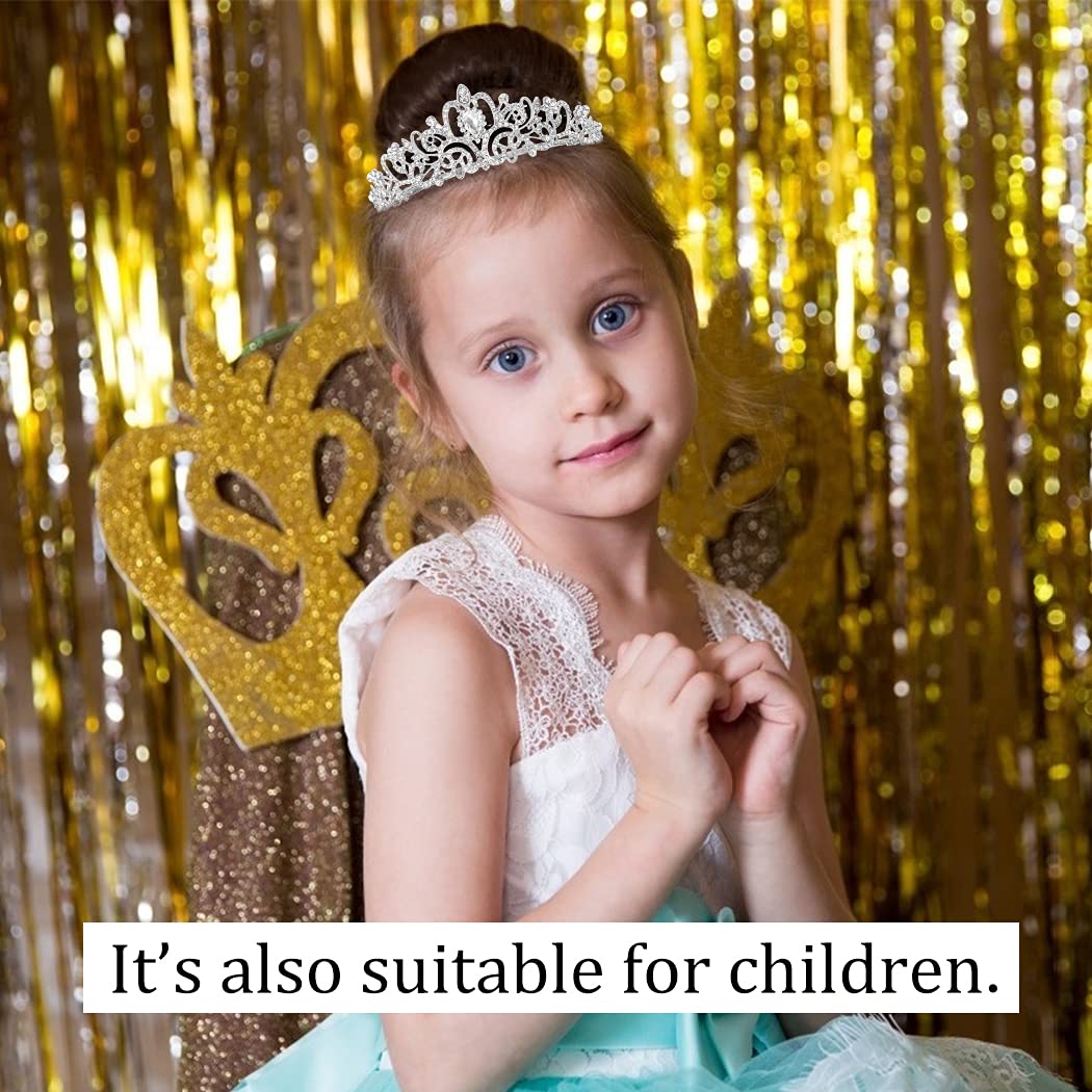 COCIDE Birthday Silver Tiara and Crowns Kit - Silver Tiara, Crown, Sash, Rhinestone Headband, Glitter Sash for Women & Girls Birthday Party Decorations