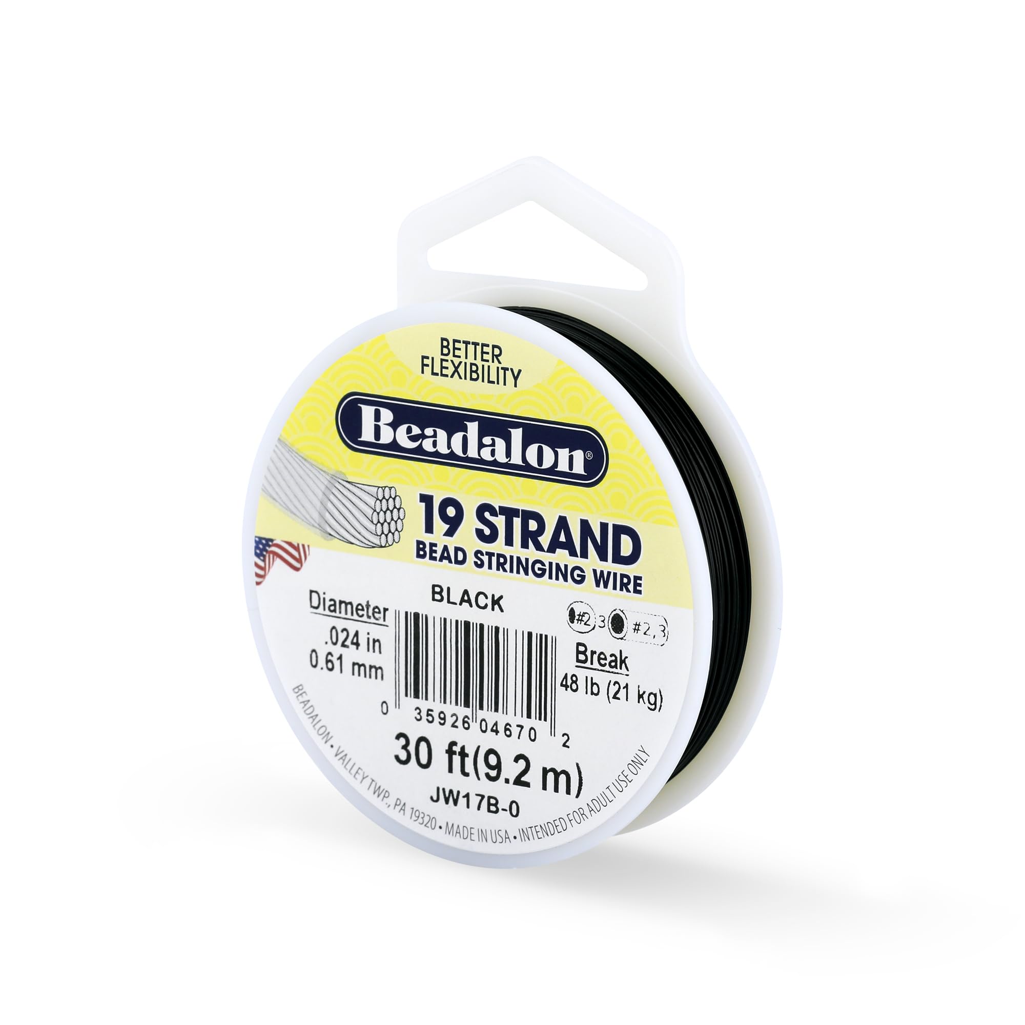 Beadalon 19 Strand Stainless Steel Bead Stringing Wire, .010 in / 0.25 mm, Bright, 100 ft / 31 m