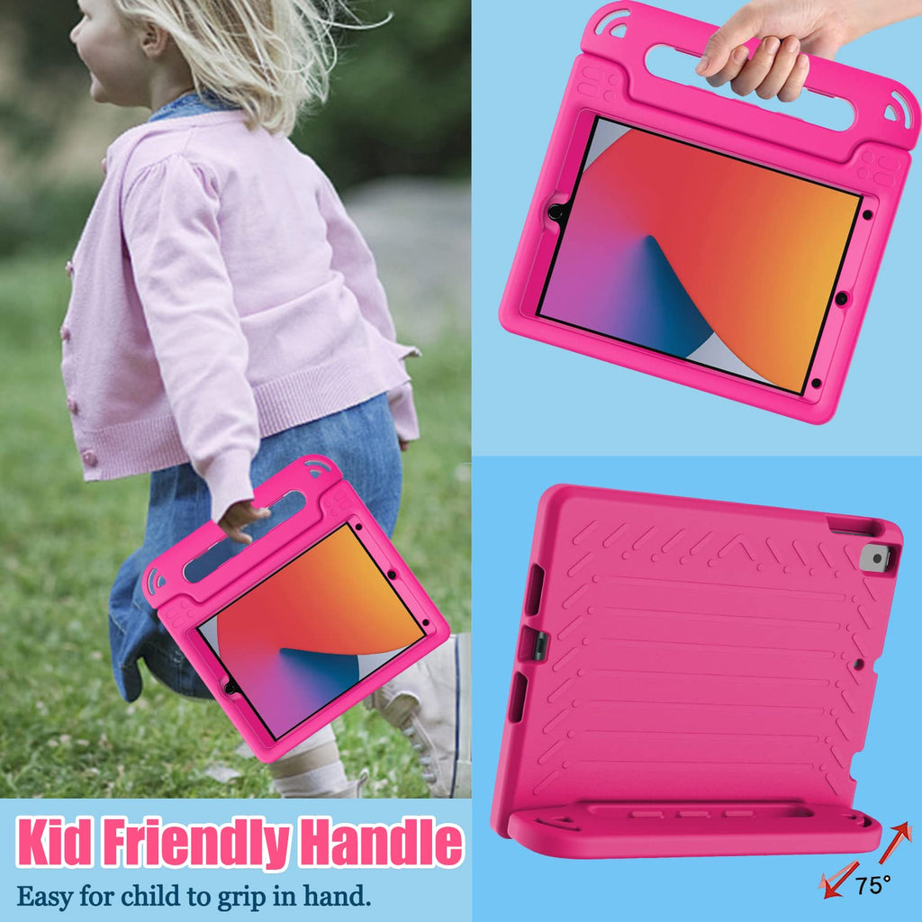 AVAWO Kids Case for iPad 10.2" 9th & 8th & 7th Generation, iPad 10.2 2021/2020/2019 Case with Built-in Screen Protector, Light Weight Shock Proof Handle Stand Friendly Cover for iPad 10.2" - Black