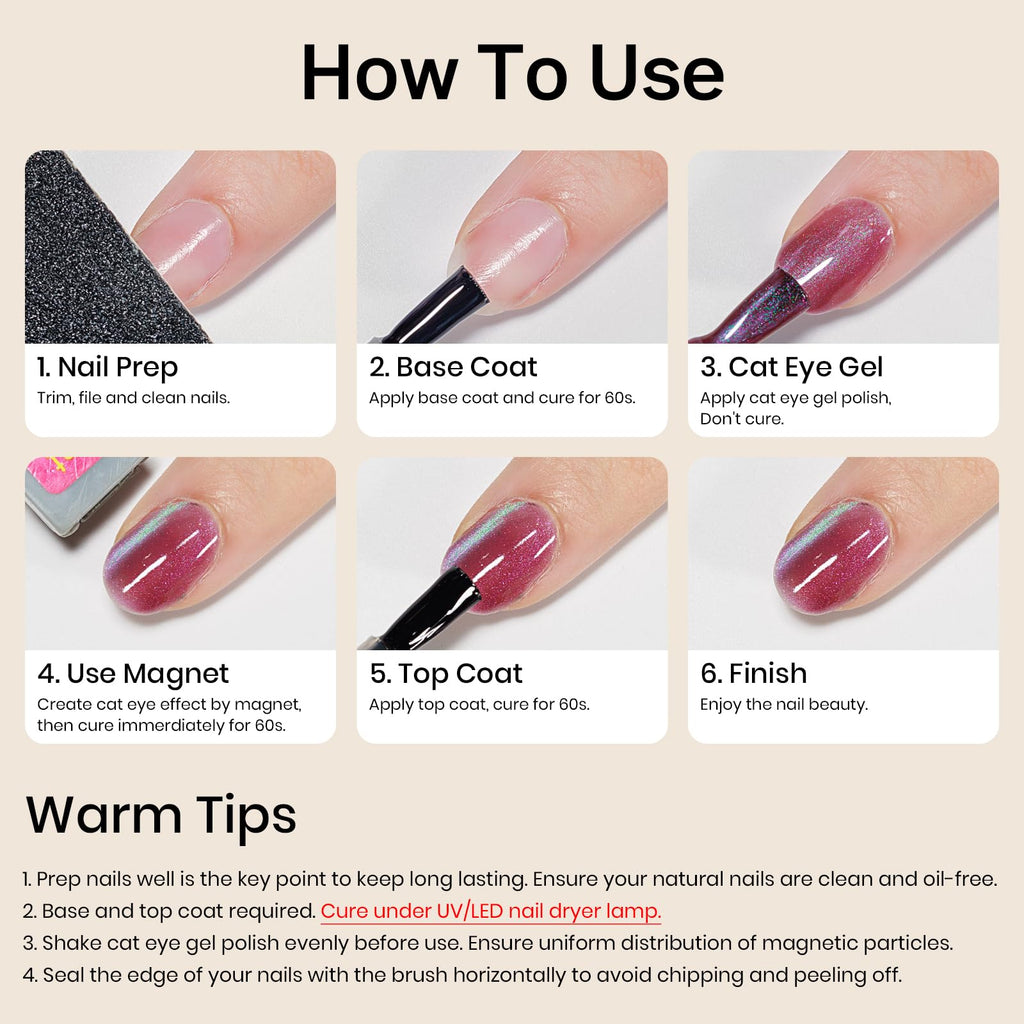 MIZHSE Cat Eye Gel Nail Polish, Moonlight Magnetic Gel Polish and Sheer Nude Nail Kit with 1 Magnet Stick, Glass Shiny Effect Silver Pink Purple Soak Off Manicure Home DIY