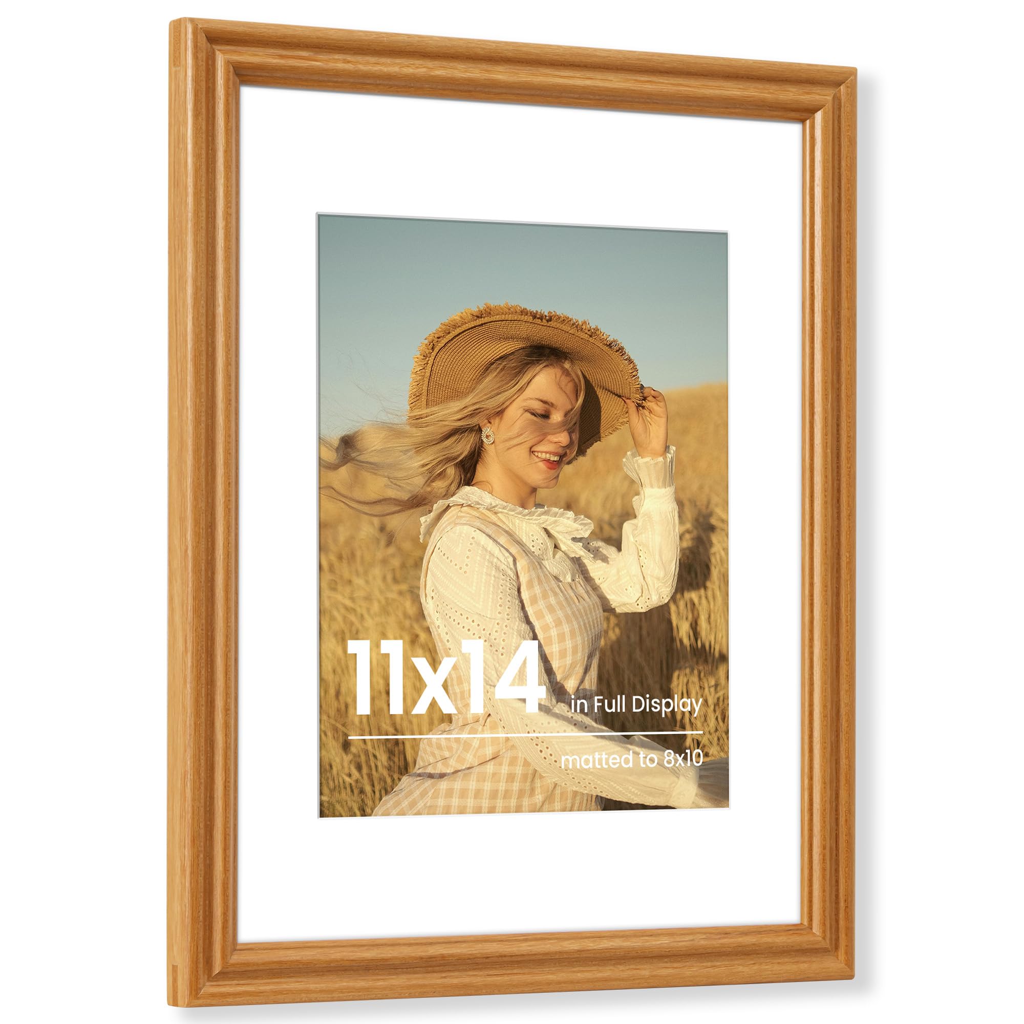 Fun Memories 5x7 Picture Frame with Mat for 4x6 Photo, Solid Elm Wood & Tempered Glass, Rustic Wall & Tabletop Display Frame, Grey, 1 Pack