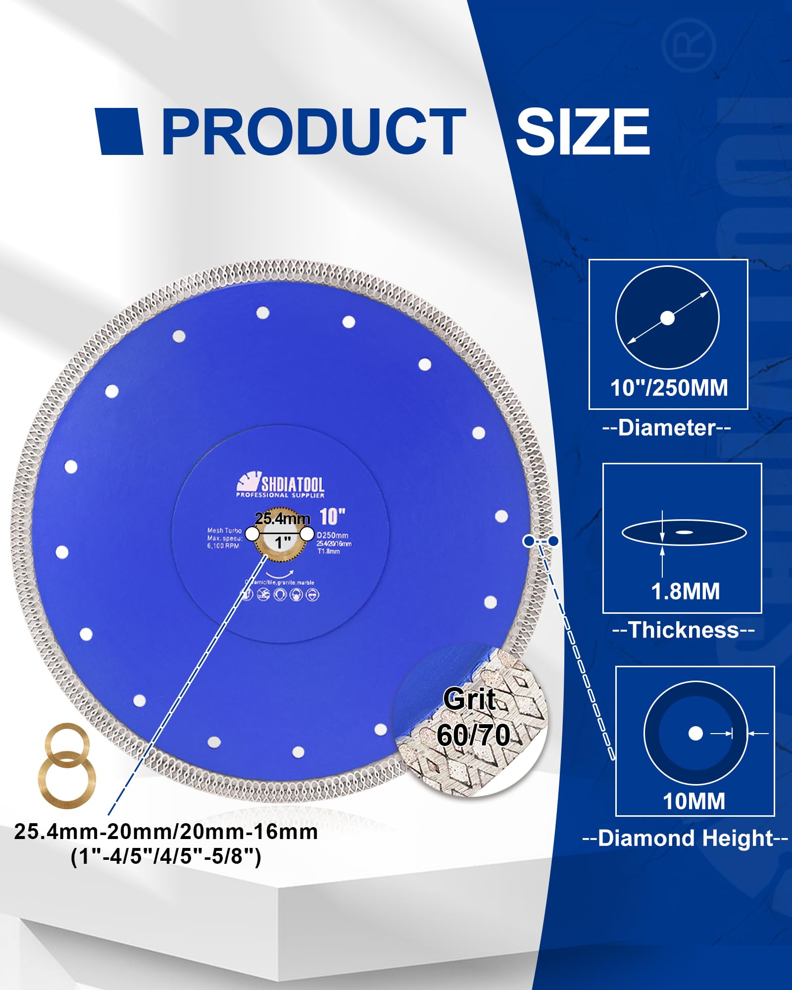 SHDIATOOL 3-3/8 Inch Diamond Saw Blade Cutting Porcelain Tile Ceramic Granite Marble Brick