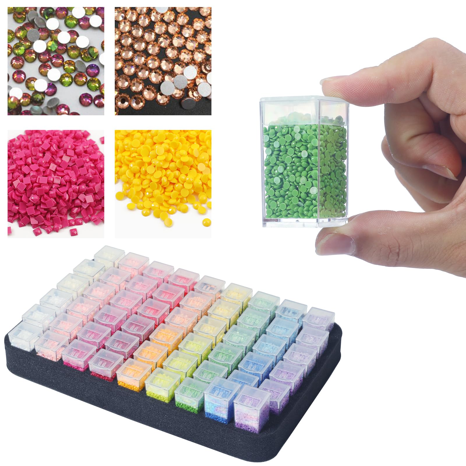 Douorgan Diamond Painting Storage Containers Portable Bead Organizer Shockproof Bead Art Storage Case Jewelry Beads Storage Box (30 Small Boxes)