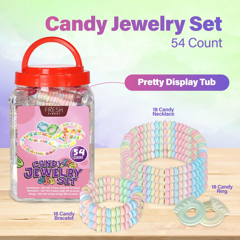 Fresh Finest 48-Count Bulk Candy Bracelets - Individually Wrapped Novelty Candy Bracelets. Perfect for Party Favors, Goody Bags, Candy Buffets, and Retro-Themed Events.
