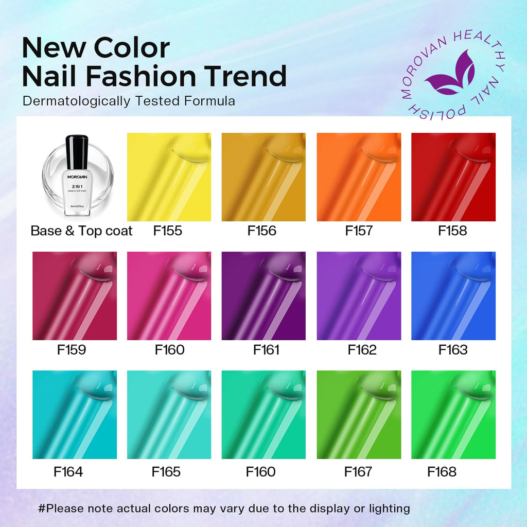 Morovan 15 Bright Color 0.27oz Air Quick Dry Long Lasting Nail Polish Gift Set for Women
