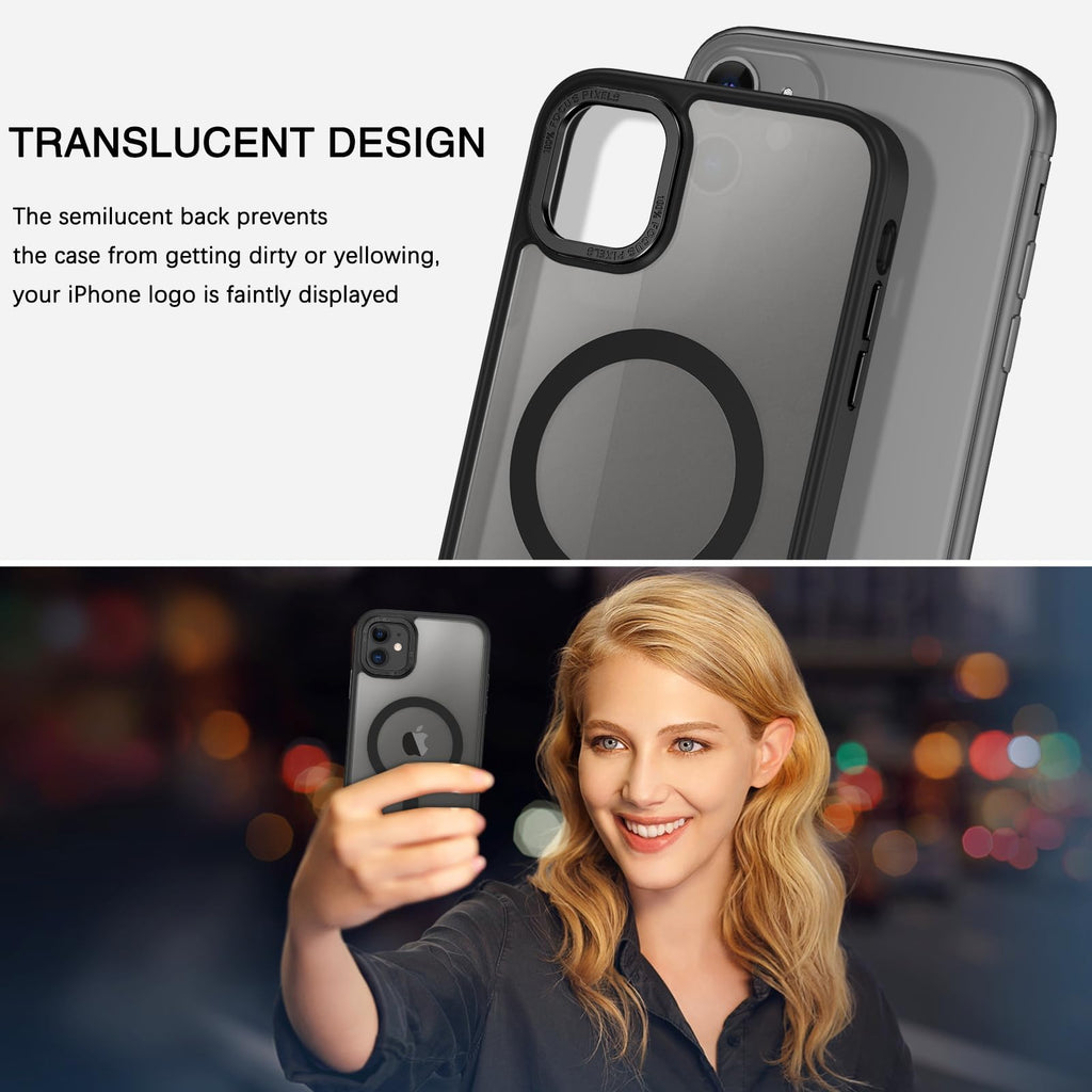 BENTOBEN for iPhone 11 Phone Case, Phone case for iPhone 11 Magnetic Case [Compatible with Mag Safe] Translucent Matte Slim Shockproof Anti-Fingerprint Protective Cover for iPhone 11 6.1’’ Black