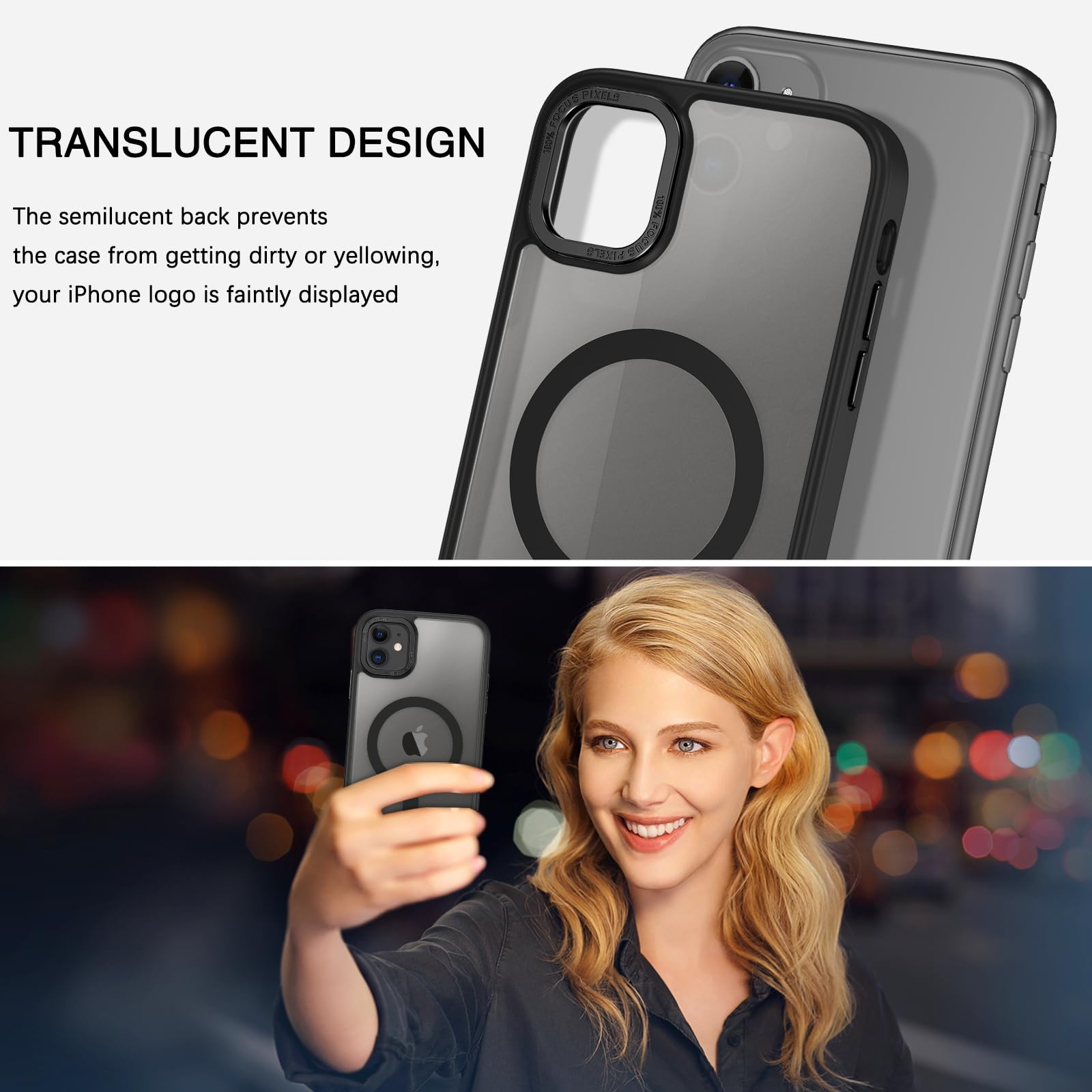 BENTOBEN for iPhone 11 Phone Case, Phone case for iPhone 11 Magnetic Case [Compatible with Mag Safe] Translucent Matte Slim Shockproof Anti-Fingerprint Protective Cover for iPhone 11 6.1’’ Black