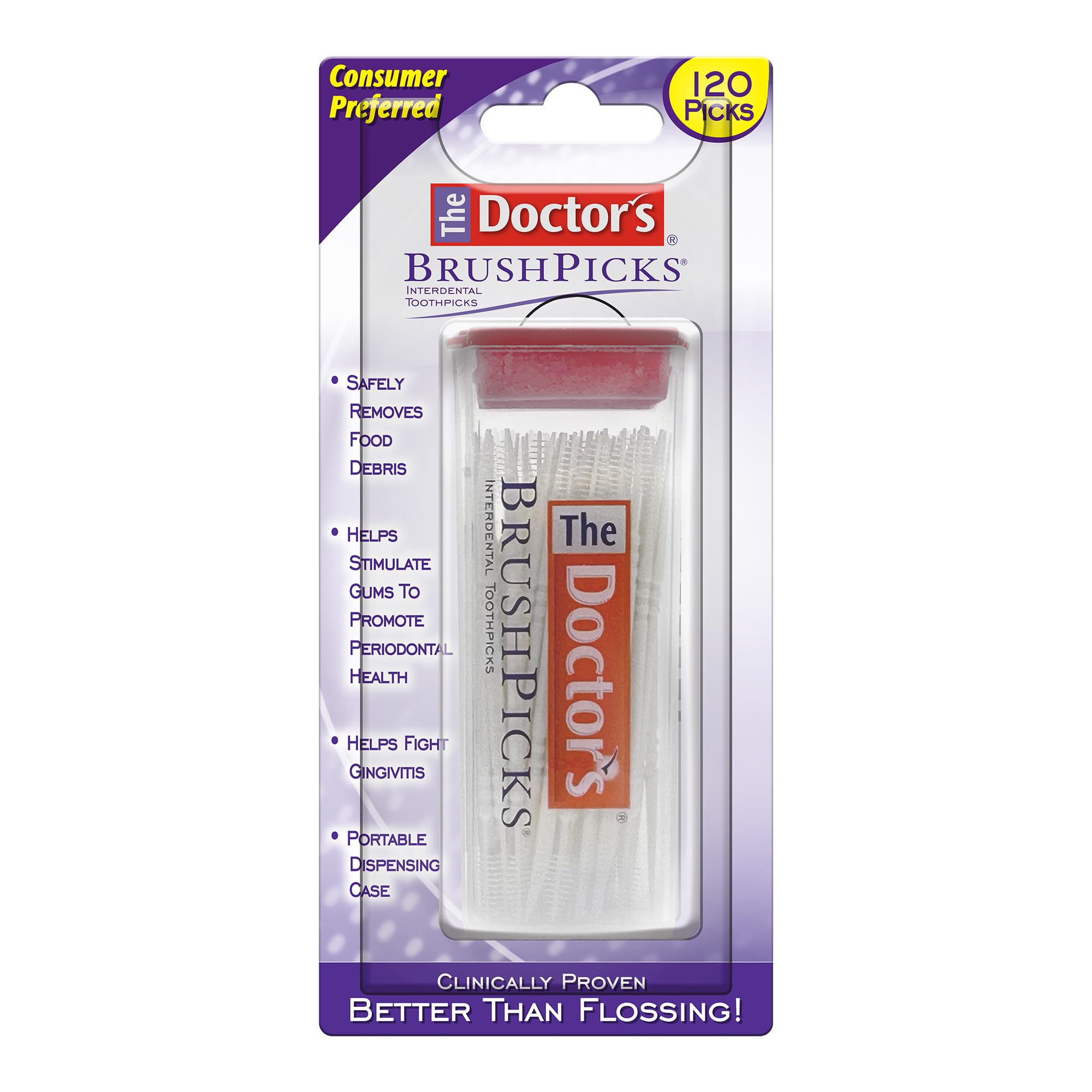 The Doctor's BrushPicks, Interdental Brushes & Dental Picks, Gently Remove Food Debris from Braces & Dental Work, 120 Count