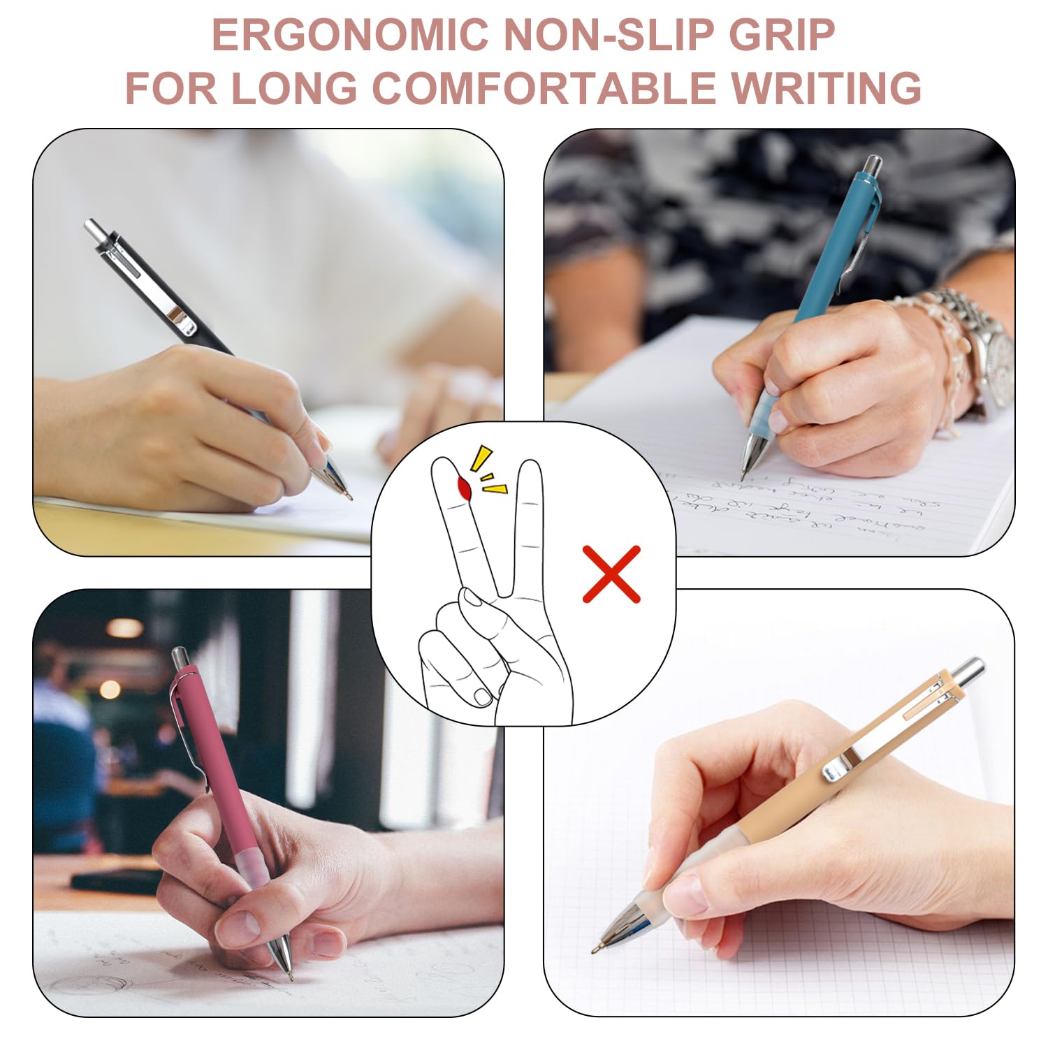 Linbsunne Ballpoint Pens Medium Point 1mm Pen with Super Soft Grip Ball Point Pen for Men Women Retractable Pens (Blue Ink+Black Ink+Red Ink)