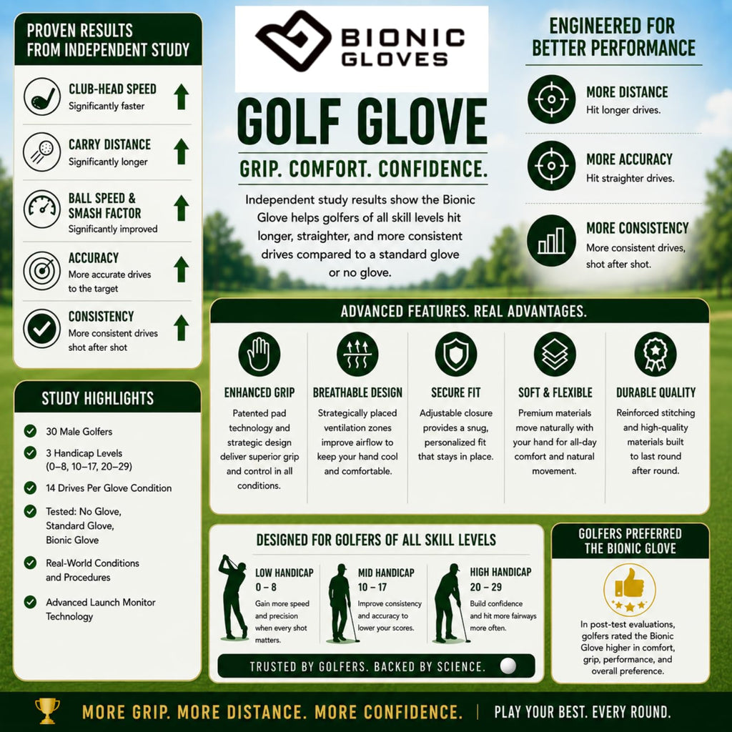 Bionic Men's StableGrip 2.0 Golf Glove Made from Premium Cabretta Leather