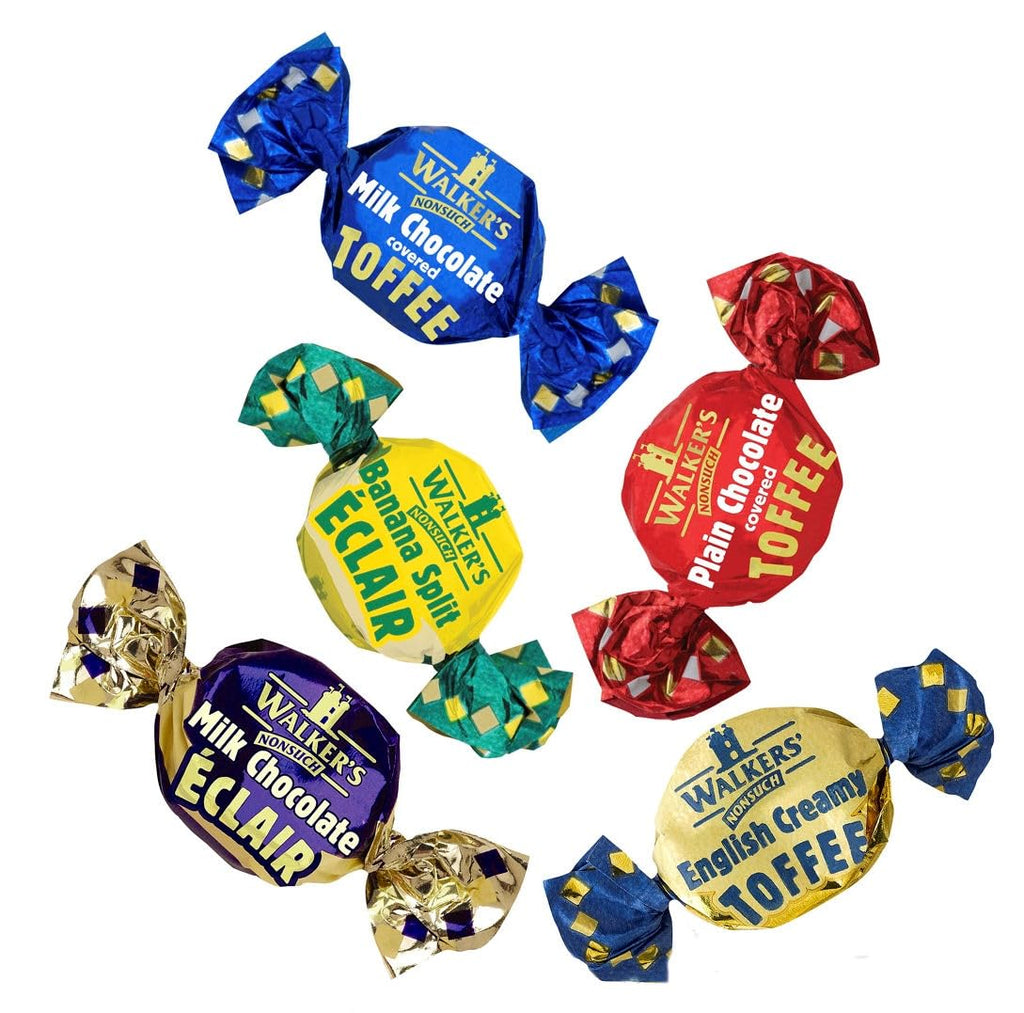 Walkers' Nonsuch Assorted Toffees & Chocolate Éclairs | Contains English Creamy, Milk & Dark Chocolate Covered, Banana Split & Milk Toffees | Traditional British Candy | 44.09 Oz (1.25kg)