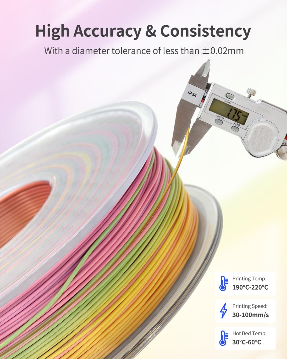 PLA Filament 1.75mm, 3D Printer Filament 1kg Spool (2.2lbs), Neatly Wound, +/- 0.02mm Precision, No Clog/Bubble, Excellent Layer Adhesion, Fits Most FDM Printers, Apple Green