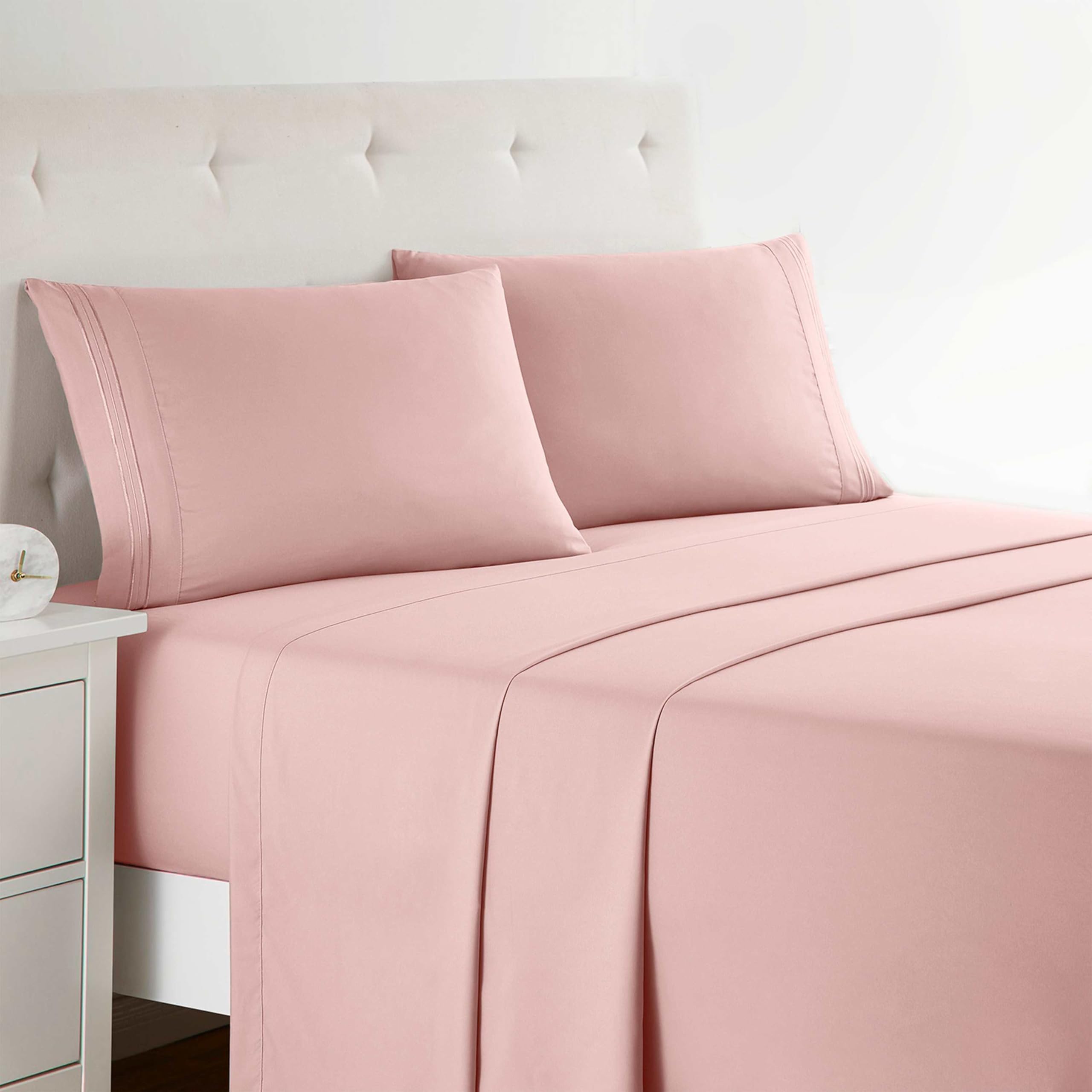 Clara Clark Bed Sheets, Premier 1800 Series 4 Piece Bed Sheet Set, Deep Pocket, Wrinkle, Fade, Stain Resistant, Luxury Soft Bedding Sheets & Pillowcases, Twin, Beach Blue