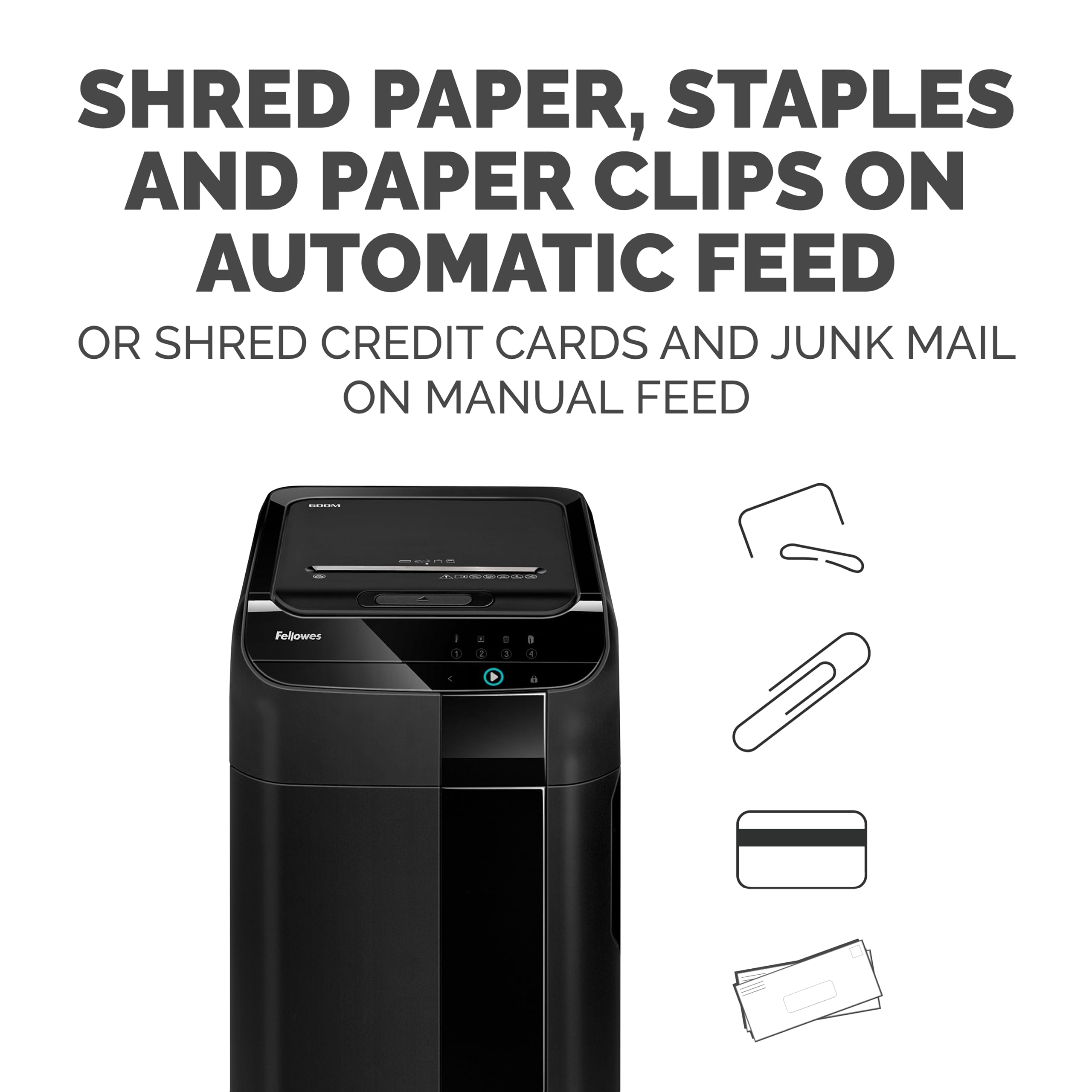 Fellowes AutoMax Micro-Cut 100M Commercial Office Auto Feed 2-in-1 Paper Shredder with 100-Sheet Capacity, Black
