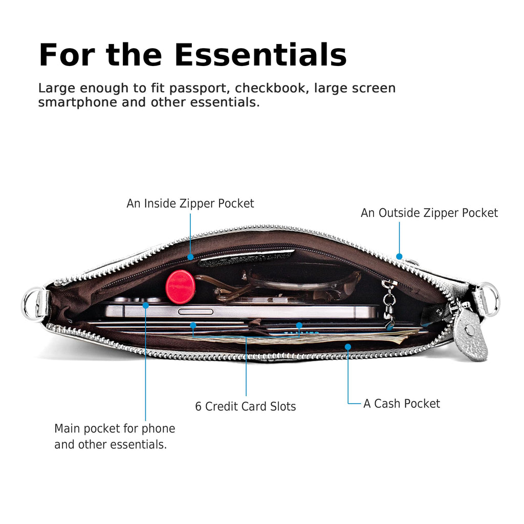 befen Genuine Leather Wristlet Clutch Wallet Purses Small Crossbody Bags for Women with RFID Blocking Card Slots