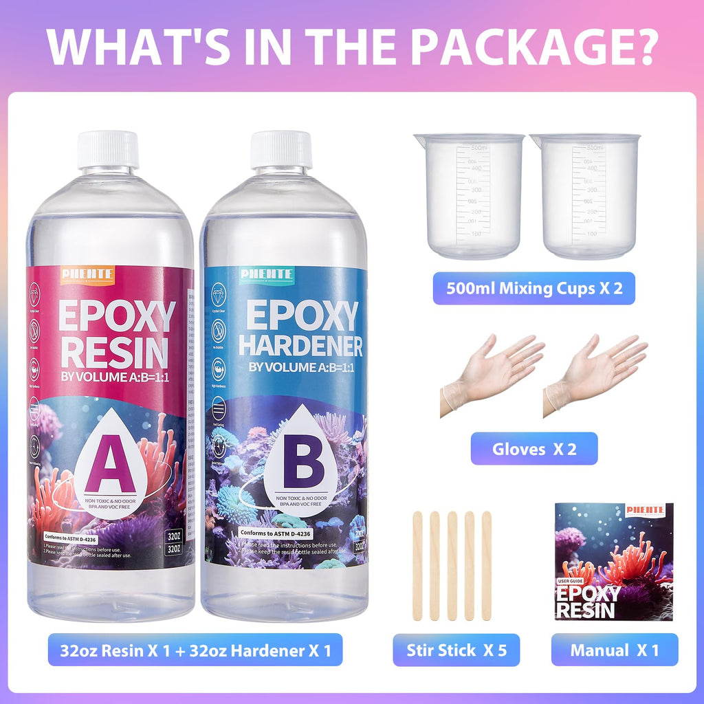 1 Gallon Epoxy Resin Kit, Crystal Clear and Hard Upgraded 2 Part Resin and Hardener for Casting Coating, Countertop, Table top, Art DIY Handcraft Jewelry