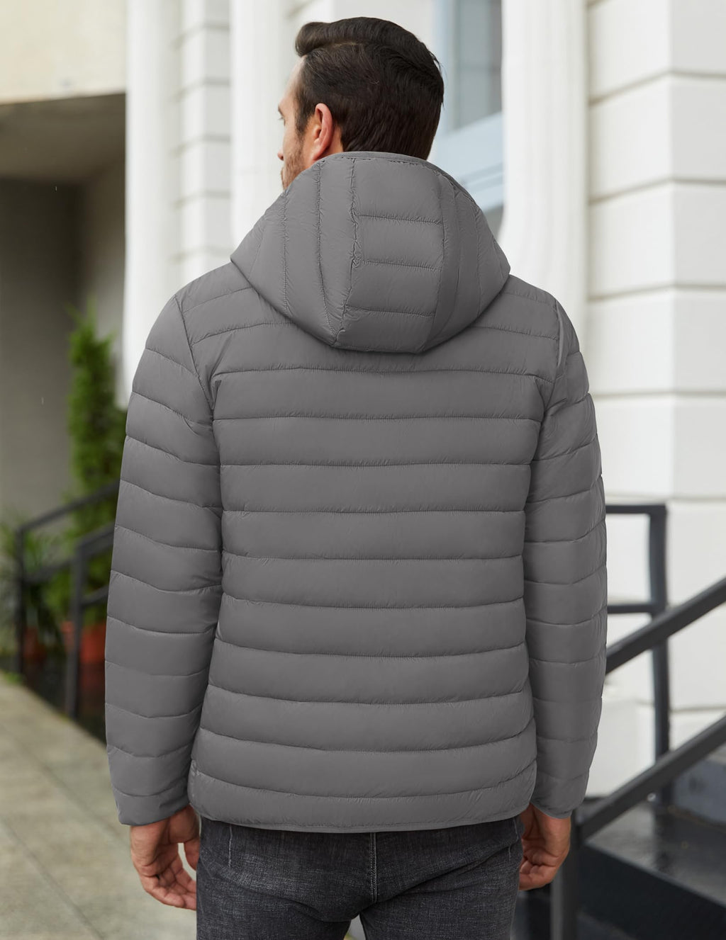 COOFANDY Mens Packable Puffer Jacket Lightweight Hooded Insulated Winter Coat Windproof Zipper Down Jacket