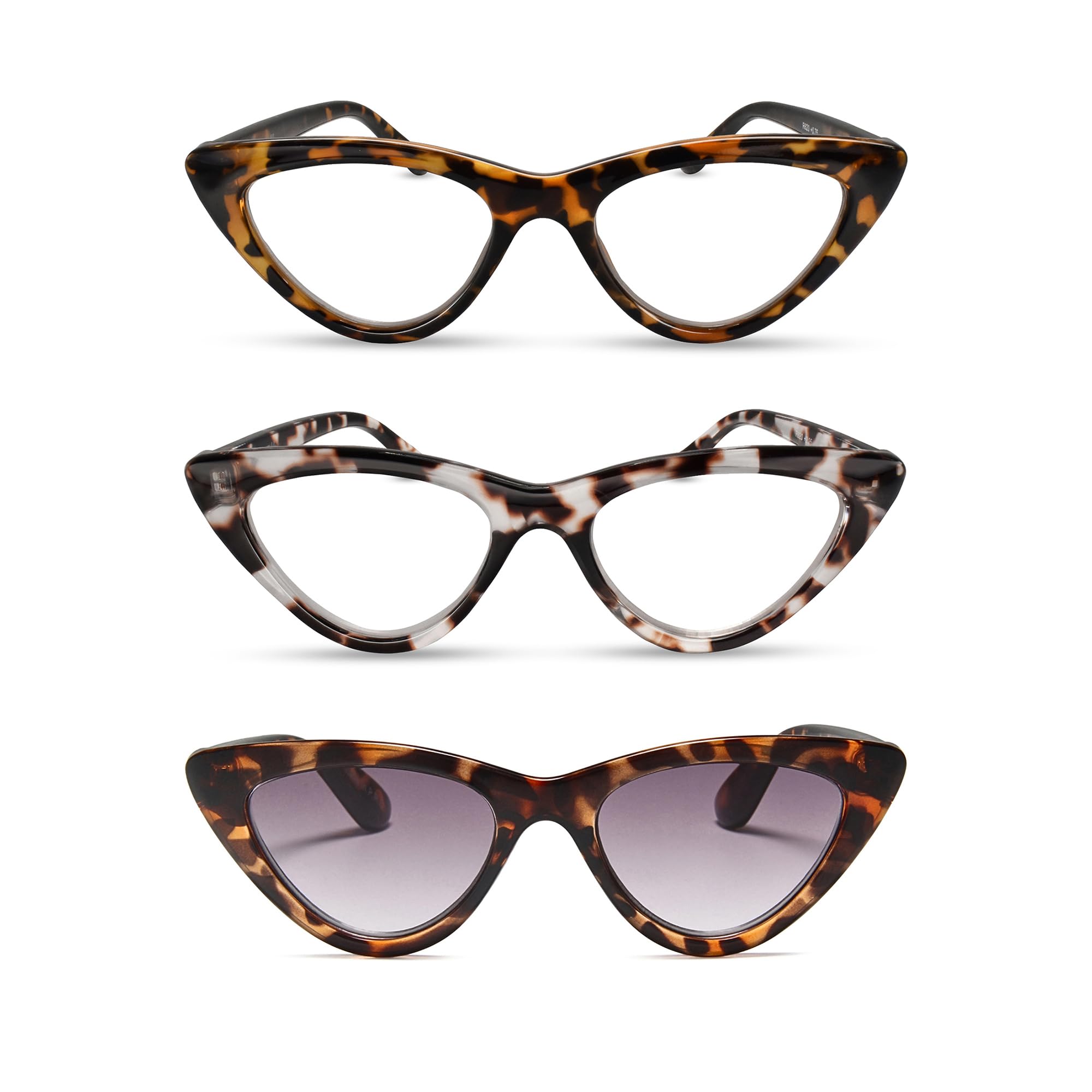 2SeeLife Premium Cat Eye TR-90 Reading Glasses for Women – Narrow–Medium Fit, Sturdy Frame, Spring Hinges, Stylish Readers, Black, +0.50