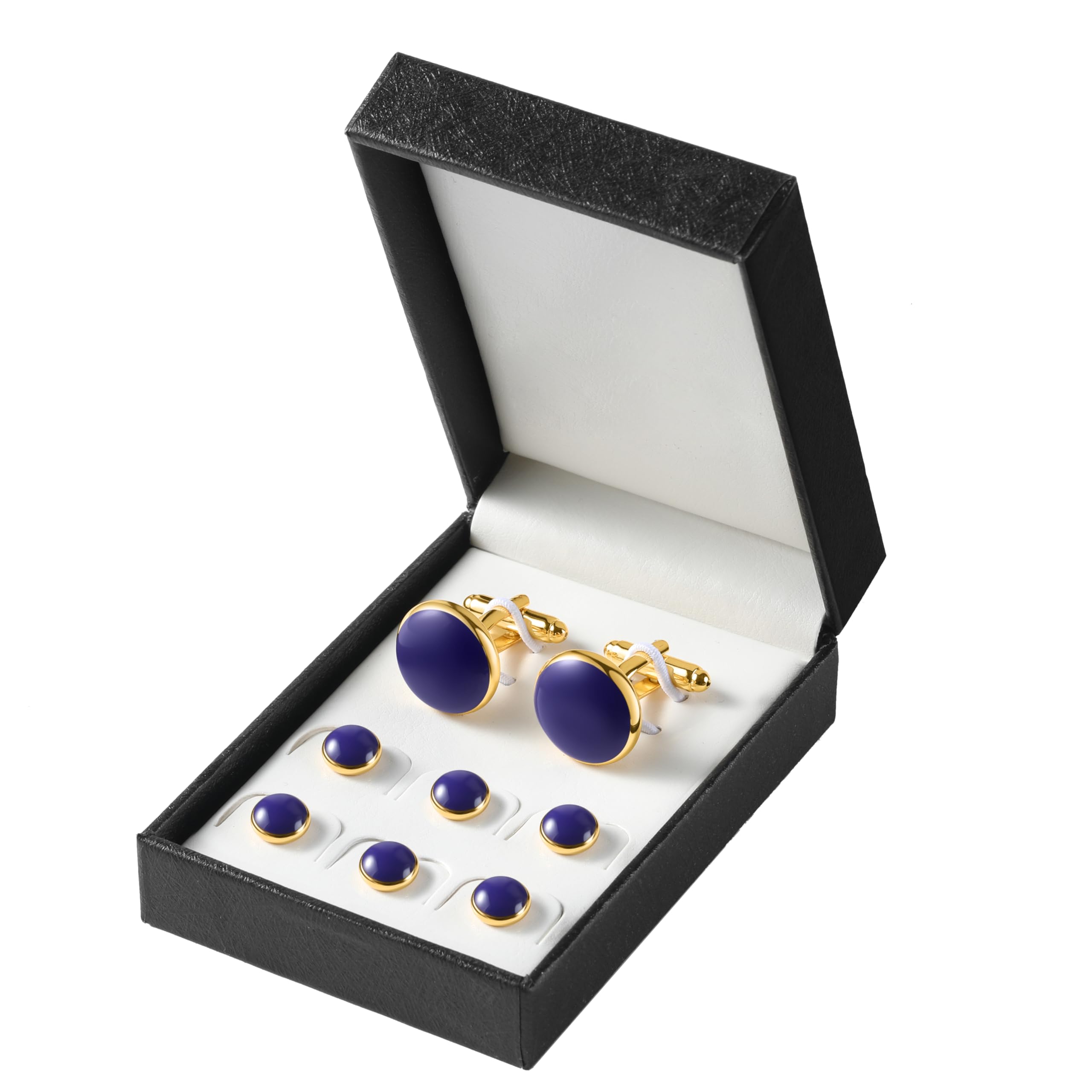 Men's Cufflinks & Tuxedo Studs Set - 316L Stainless Steel Formal Wedding Jewelry, Groomsmen Gift Set with Gift Box