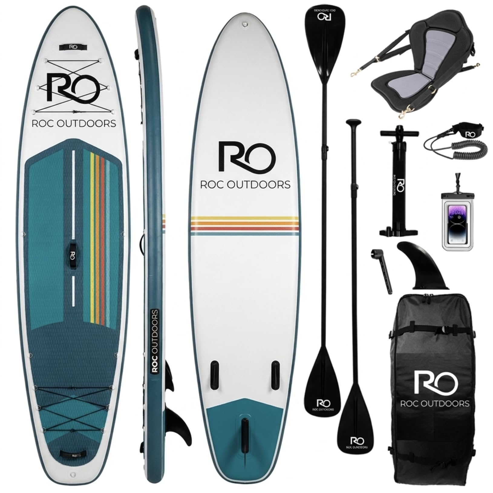 Roc Inflatable Stand Up Paddle Board 10' 6" with Premium SUP Paddle Board Accessories, Wide Stable Design, Non-Slip Comfort Deck for Youth & Adults