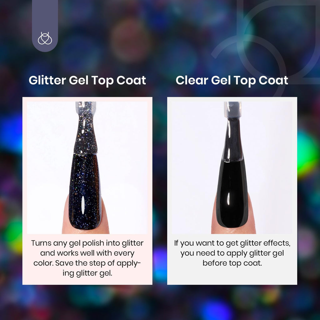 Beetles Heart Gel Top Coat 15ml - Hema Free Glitter Shine No Wipe Top Coat Long-Lasting for Gel Polish, Pink Heart Sparkle Soak Off UV LED Gift for Women