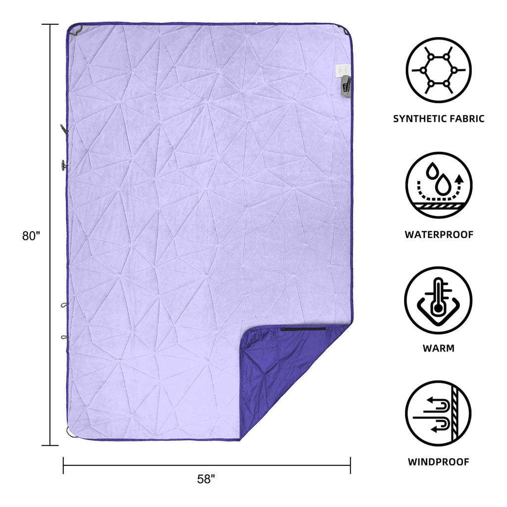 Large Outdoor Waterproof Blanket Extra Thick Fleece Stadium Blanket for Camping, Car, Pet, Picnics - Windproof, Wearable, Machine Washable 80" x 58" (Black Check)