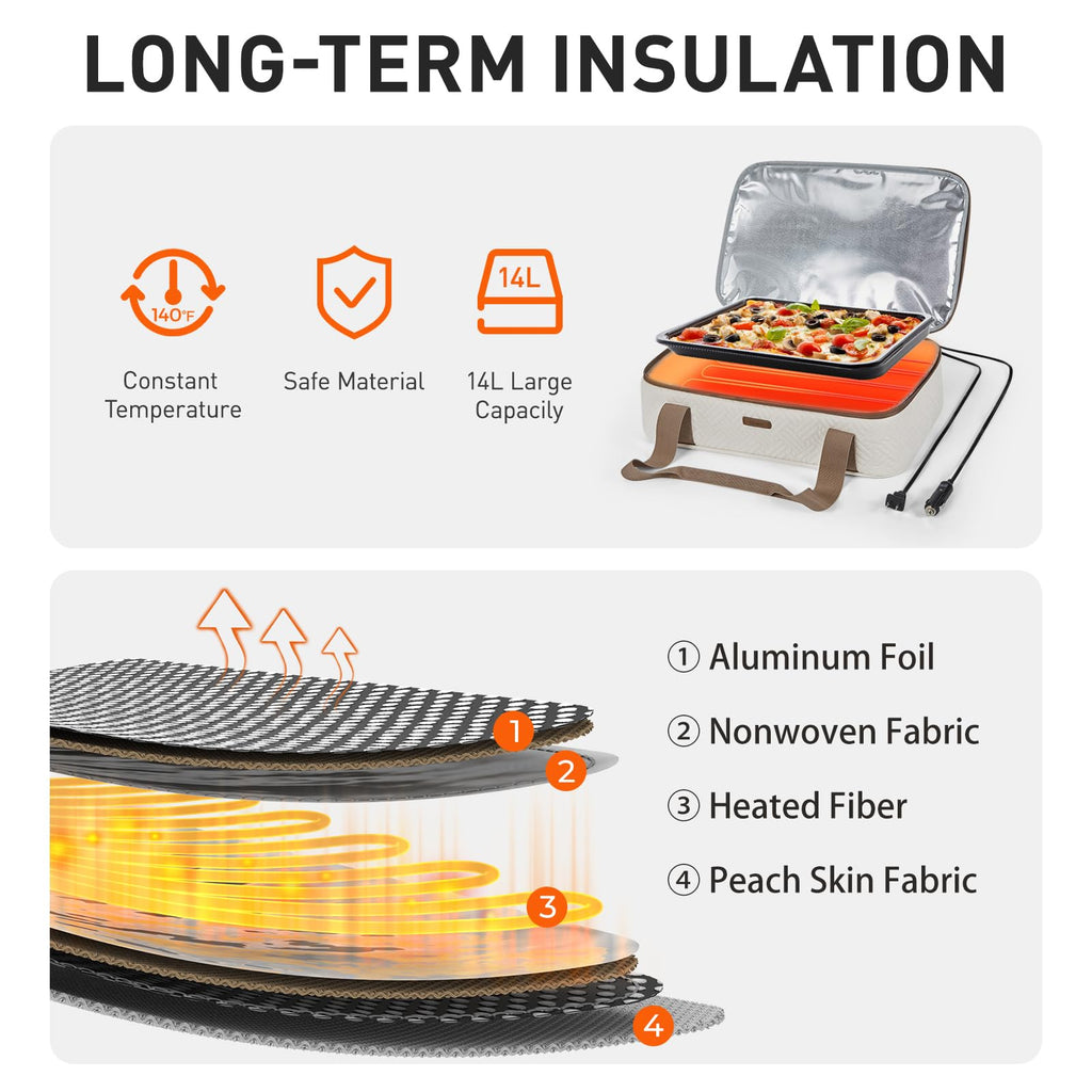 TOURIT Insulated Casserole Carrier for Hot or Cold Food Thermal Food Carrier for Picnic Cookouts Potluck Parties Fits 9" x 13" Baking Dish