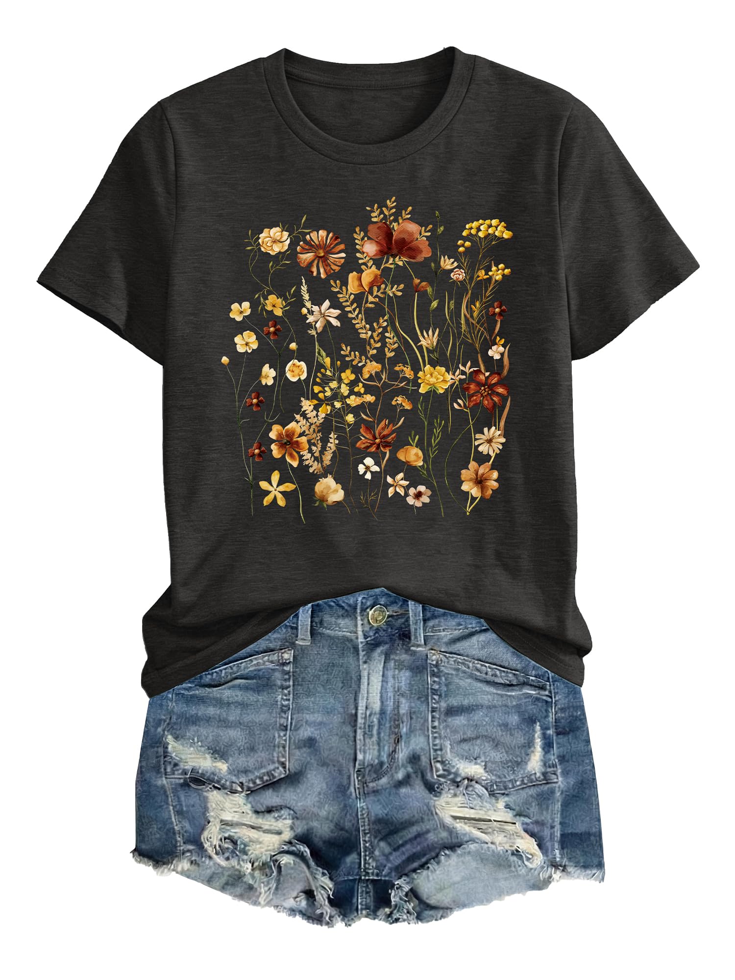 Anbech Womens Dandelion Graphic T-Shirts Teen Girls Cute Sunflower Print Casual Tee Tops