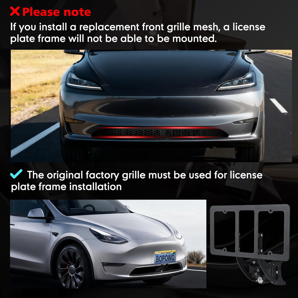 The Original No Drill Front License Plate Holder Fit for 2017-2023 Tesla Model 3& 2020-2024 Tesla Model Y with Safety Design, No Adhesives License Frame