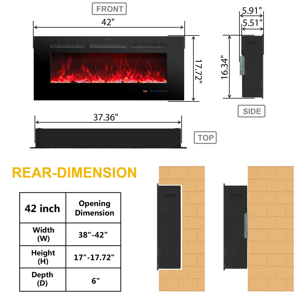 30 Inches Electric Fireplace Inserts, Recessed and Wall Mounted Fireplace Heater for Indoor Use with Remote Control, 13 Color Flames with Log &Crystal, 9H Timer, 750/1500W