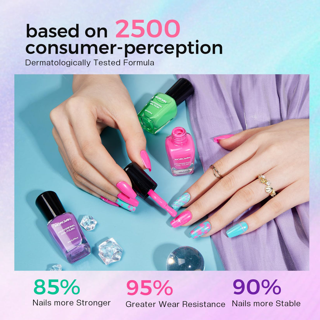 Morovan 15 Bright Color 0.27oz Air Quick Dry Long Lasting Nail Polish Gift Set for Women
