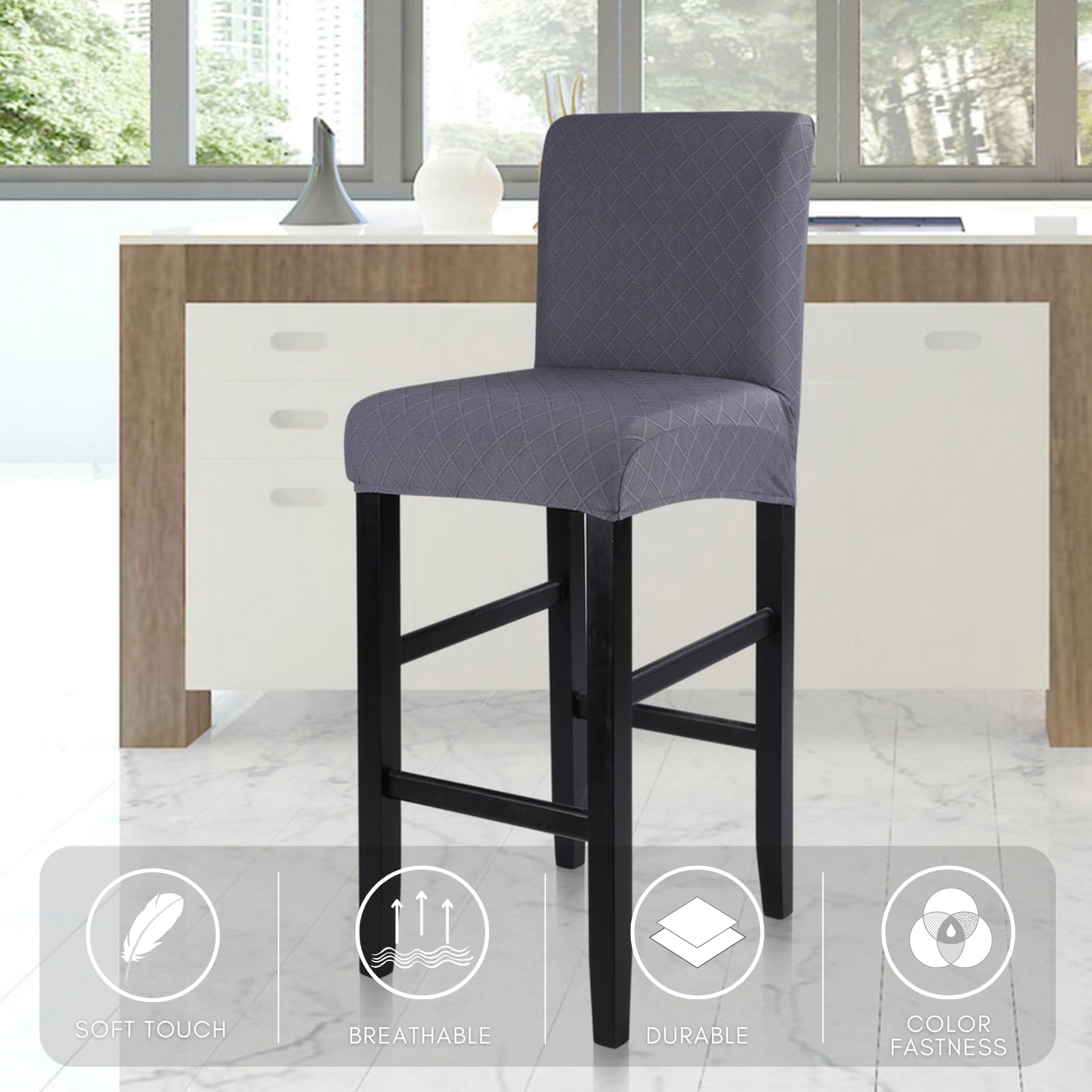 SearchI Bar Stool Covers Set of 2, Stretch Washable Barstool Seat Covers, Counter Height Chair Covers for Kitchen Dining Room Cafe (Ball Flower)