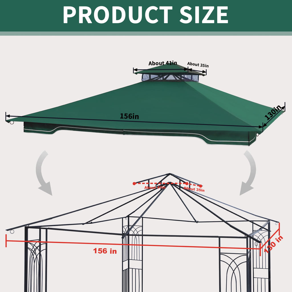 SCOCANOPY Replacement Gazebo Canopy Compatible with 10 x 12 Regency II Patio Gazebo Model L-GZ798PST,A101004104,A101004105,(Forest Green)