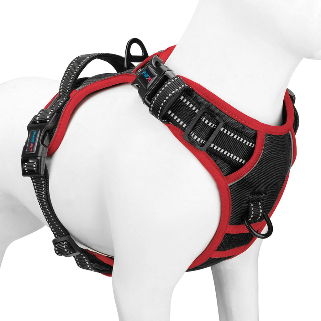 PHOEPET No Pull Dog Harness, Unique Colors Reflective Adjustable Dog Vest, with Soft Training Handle Metal Clips for Small Medium Large Dogs (Baby Blue Base & Pink Straps,S)