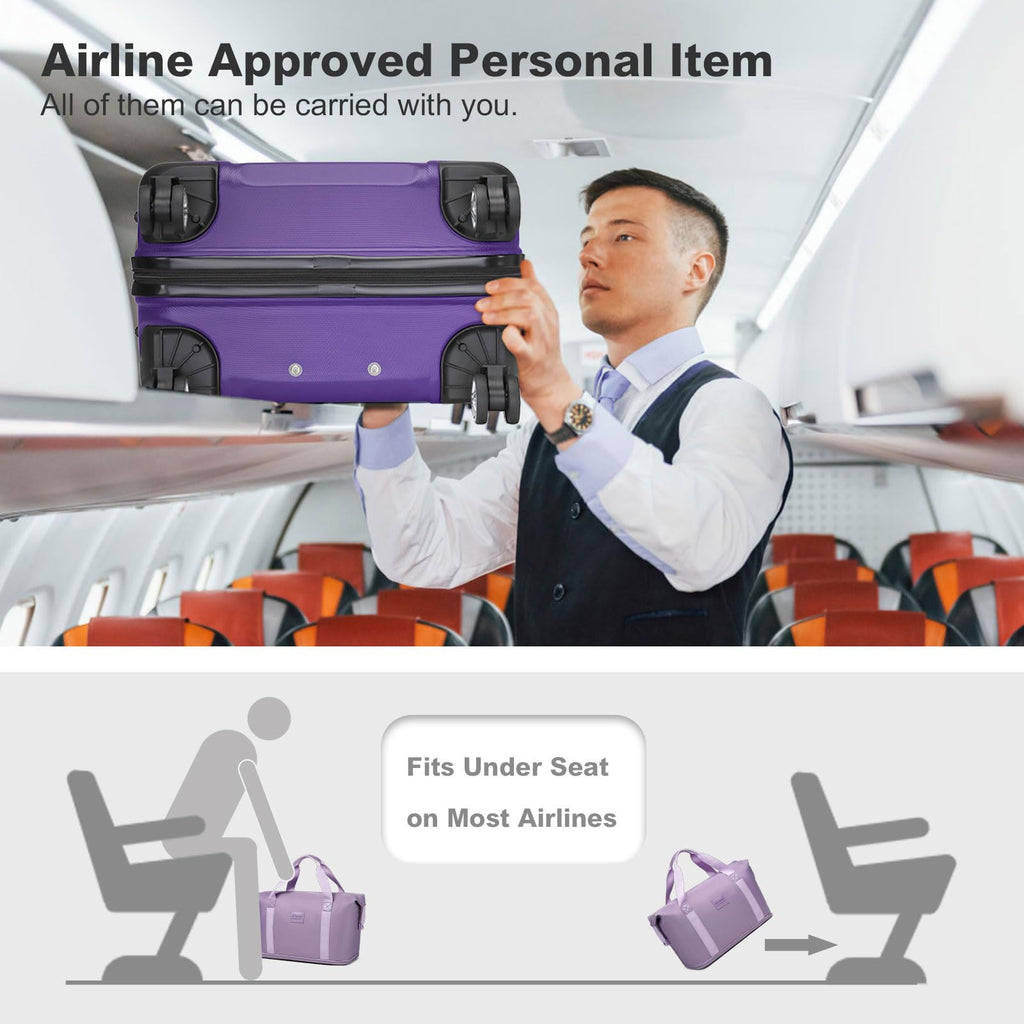 Kono Carry On Luggage Set Airline Approved Lightweight PC+ABS Carry On Suitcase with TSA Lock Spinner Wheels Durable Luggage Hardside Apricot Blue