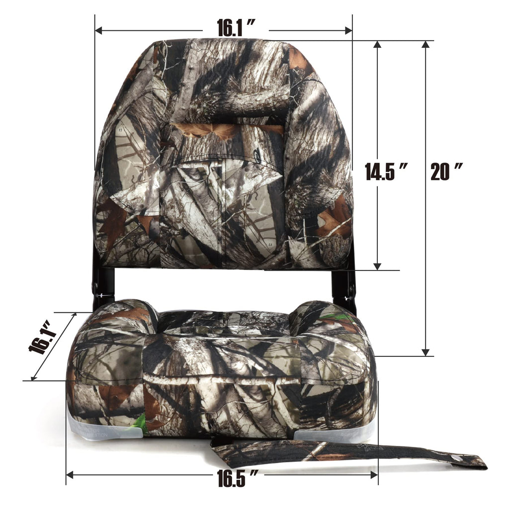 NORTHCAPTAIN Marine Boat Chair 2 Pack,Camo High Back Folding Fishing Boat Seat for Fishing, Bass/Jon/Pontoon Boats, 4 Mounting Screws Included