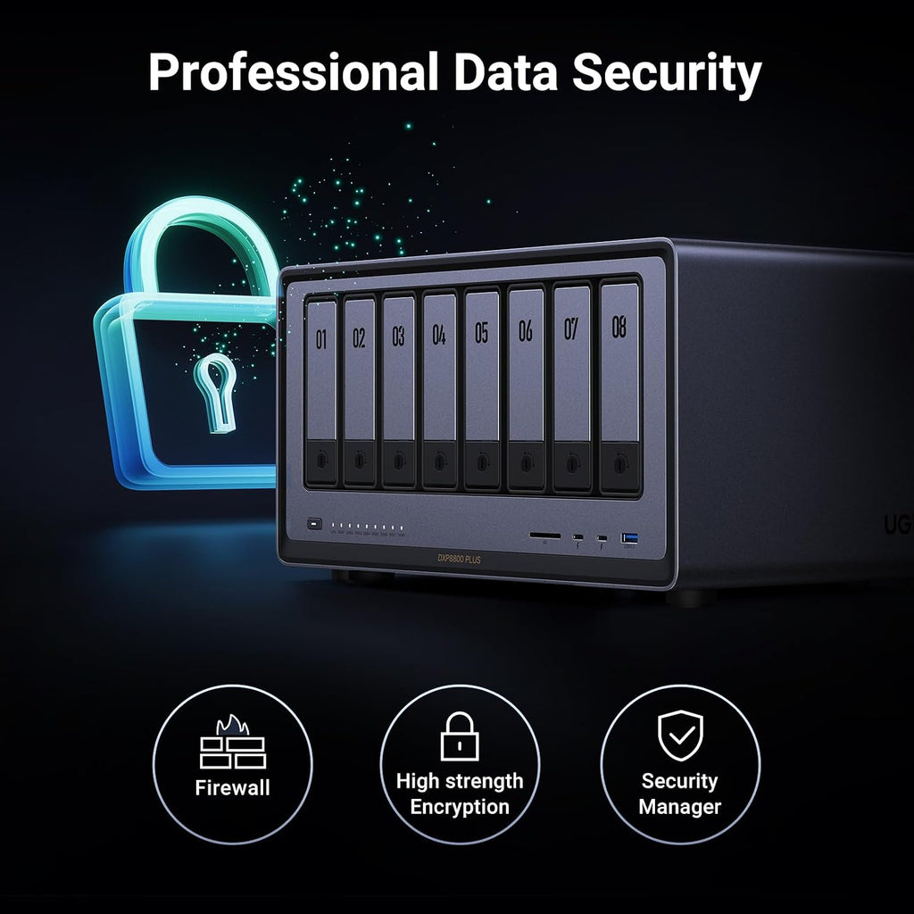 UGREEN NAS DXP8800 Plus 8-Bay Desktop NASync, Intel i5 1235u 10-Core CPU, 8GB DDR5 RAM, Bulit-in 128G SSD for System, 2*10GbE, 2*M.2 NVMe Slots, 8K HDMI, 2X TBT4, Network Attached Storage (Diskless)