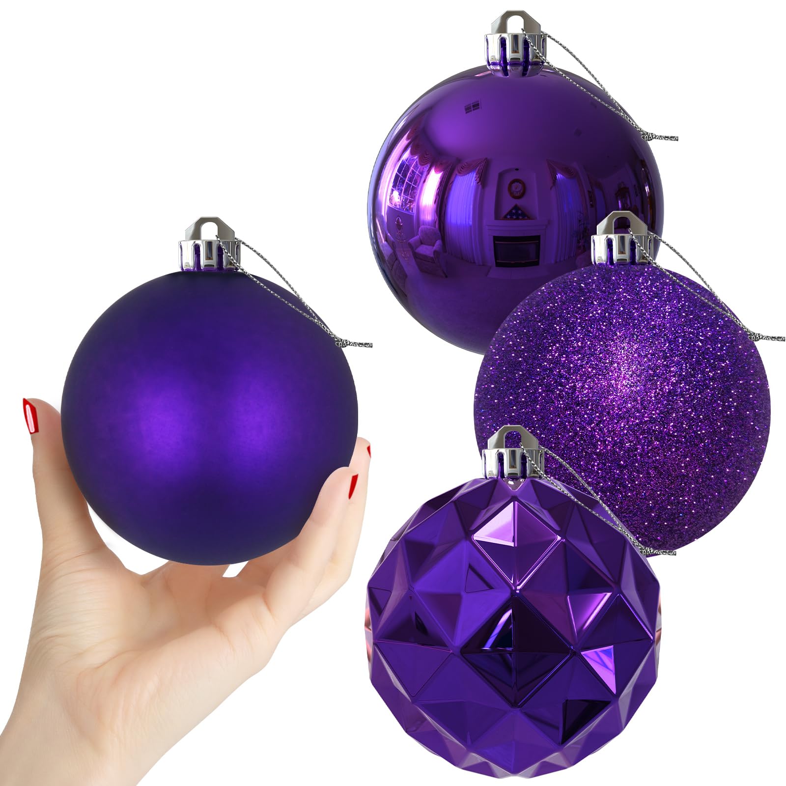Bubblegun Pink 1.6" Small Christmas Balls Christmas Tree Decoration Ornaments Shatterproof Hanging Balls for Birthday Halloween Holiday Wedding Decorations Set of 12pcs