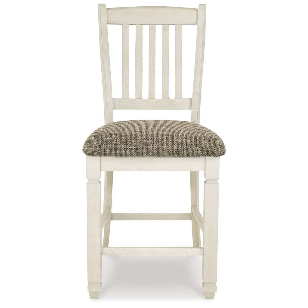 Signature Design by Ashley Tyler Creek Farmhouse 24.38" Counter Height Upholstered Barstool, Set of 2, Almost Black
