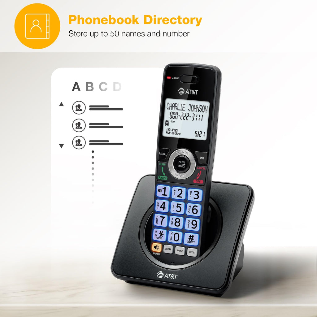 AT&T Landline Home Phone with Call Blocker, Caller ID/Call Waiting, Full-Duplex Handset Speakerphone, Backlit Keypad & Display, Rechargeable Battery, ECO Mode, DECT 6.0: GL2101-11