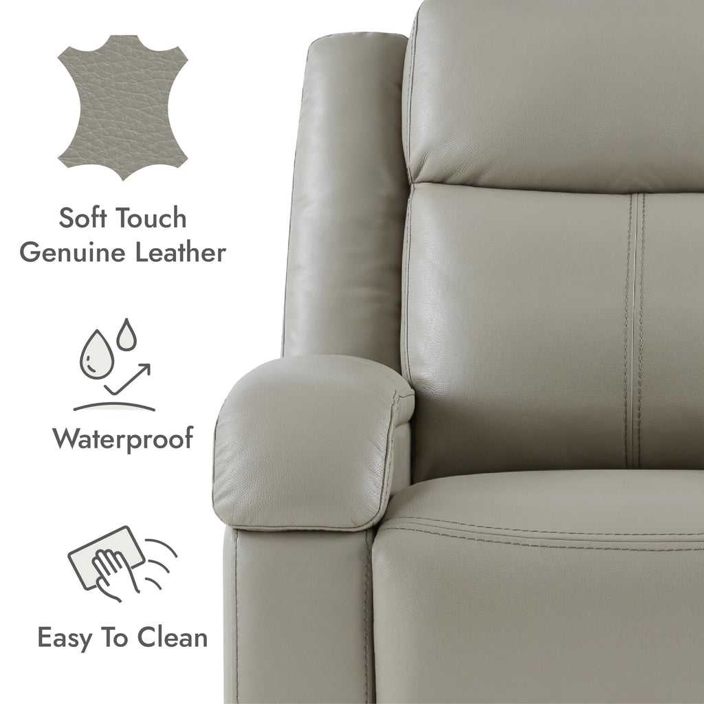 Watson & Whitely Genuine Leather Power Recliner Chairs for Adults, Wall Hugger RV Recliner with Power Headrest & Charging Ports, Electric Recliner Sofa Chair for Living Room, Black