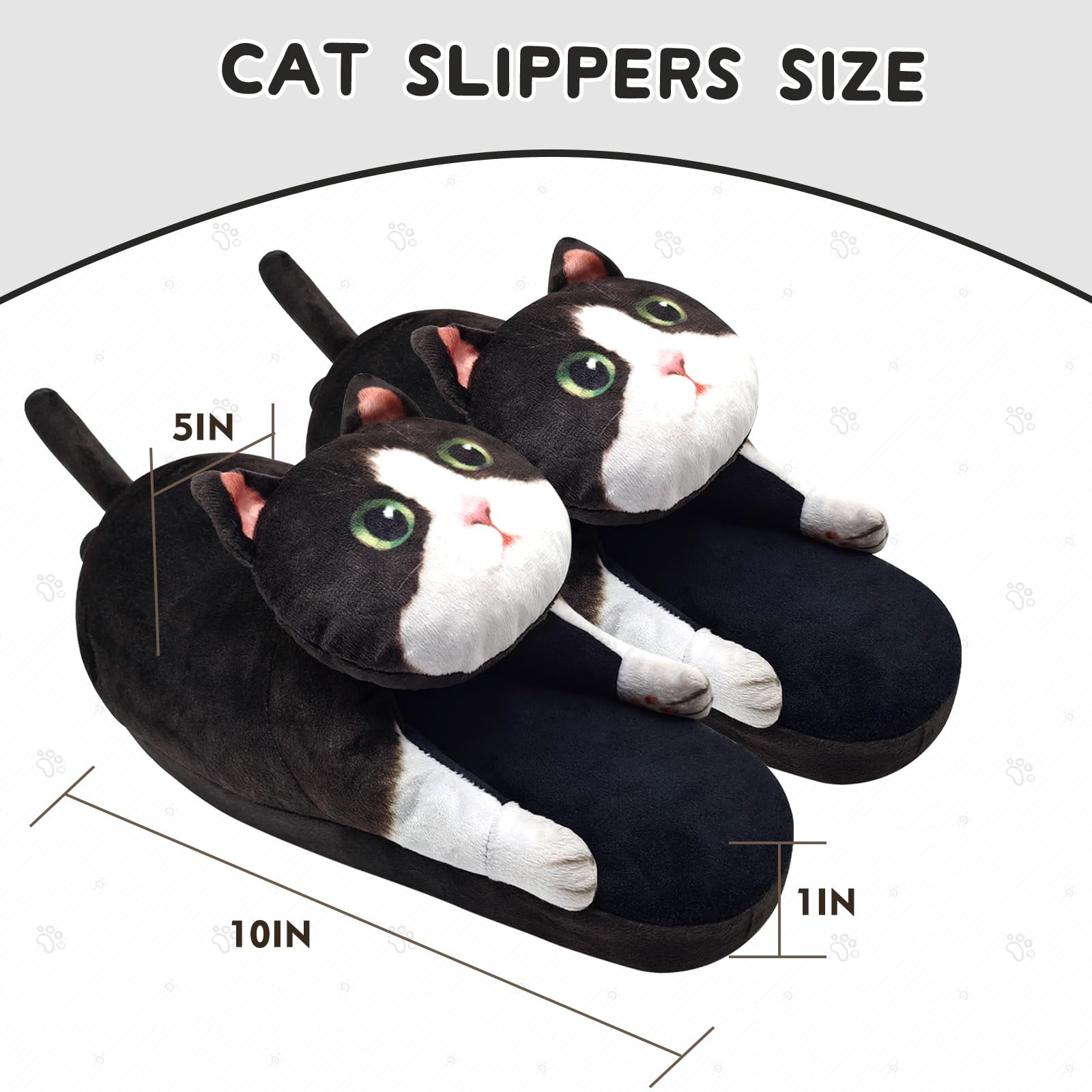Funny Cat Slippers for Women,Fuzzy Animal Indoor House Shoes with Soft Memory Foam,Comfy Plush Warm Slip-on Slippers,Cat Gifts for Cat Lover