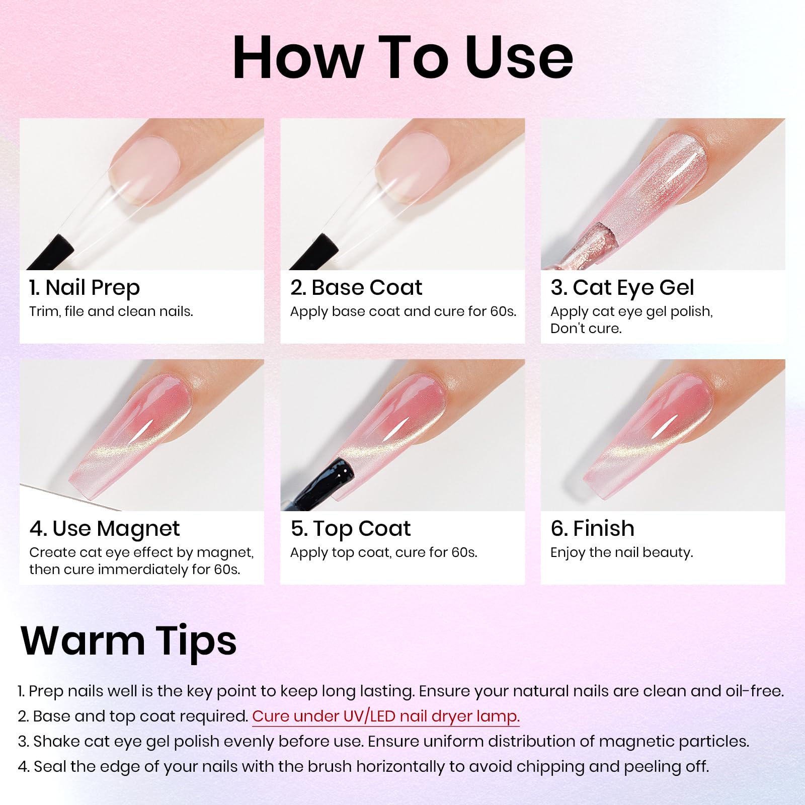 MIZHSE Cat Eye Gel Nail Polish, Moonlight Magnetic Gel Polish and Sheer Nude Nail Kit with 1 Magnet Stick, Glass Shiny Effect Silver Pink Purple Soak Off Manicure Home DIY