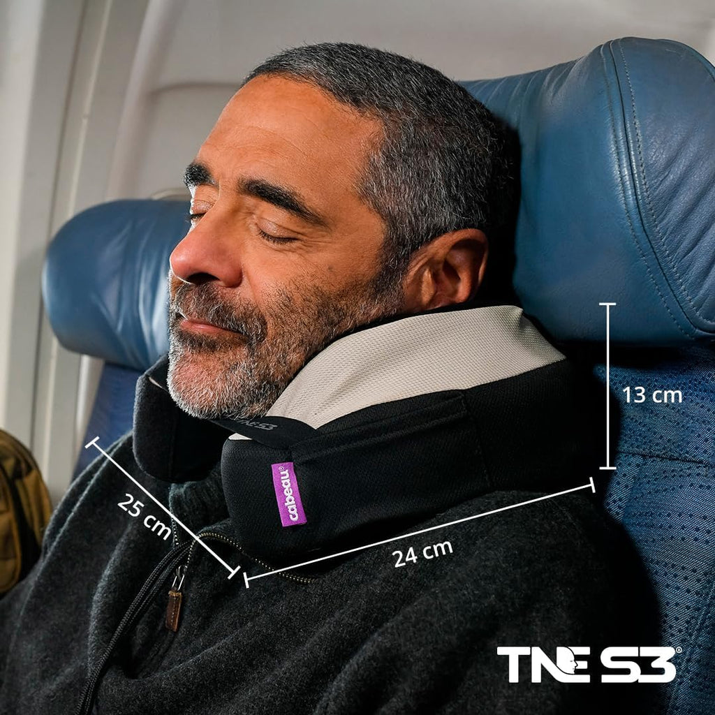 Cabeau Travel Neck Pillows for Airplanes – The Neck’s Evolution, TNE S3 – Supportive Memory Foam Design for Long Haul Flights – Attachable Seat Straps and 360° Support (Sydney Blue)