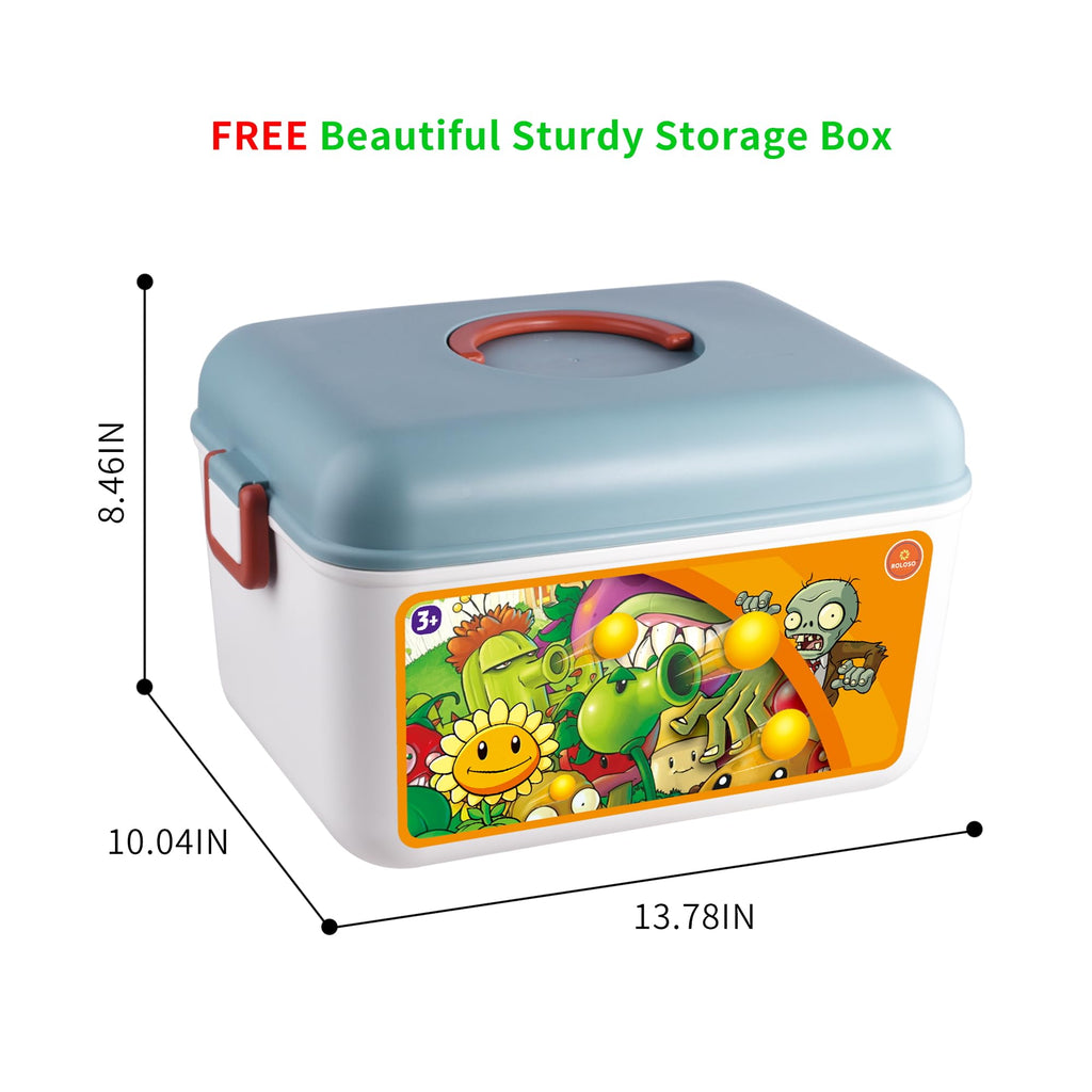ROLOSO Plants and Zombies Toys Figures vs Peashooter Party Favors Birthday Decorations Supplies Plush Sets Playset Series 2 PVZ Kids Games Books Zomboss Gargantuar with Storage Box