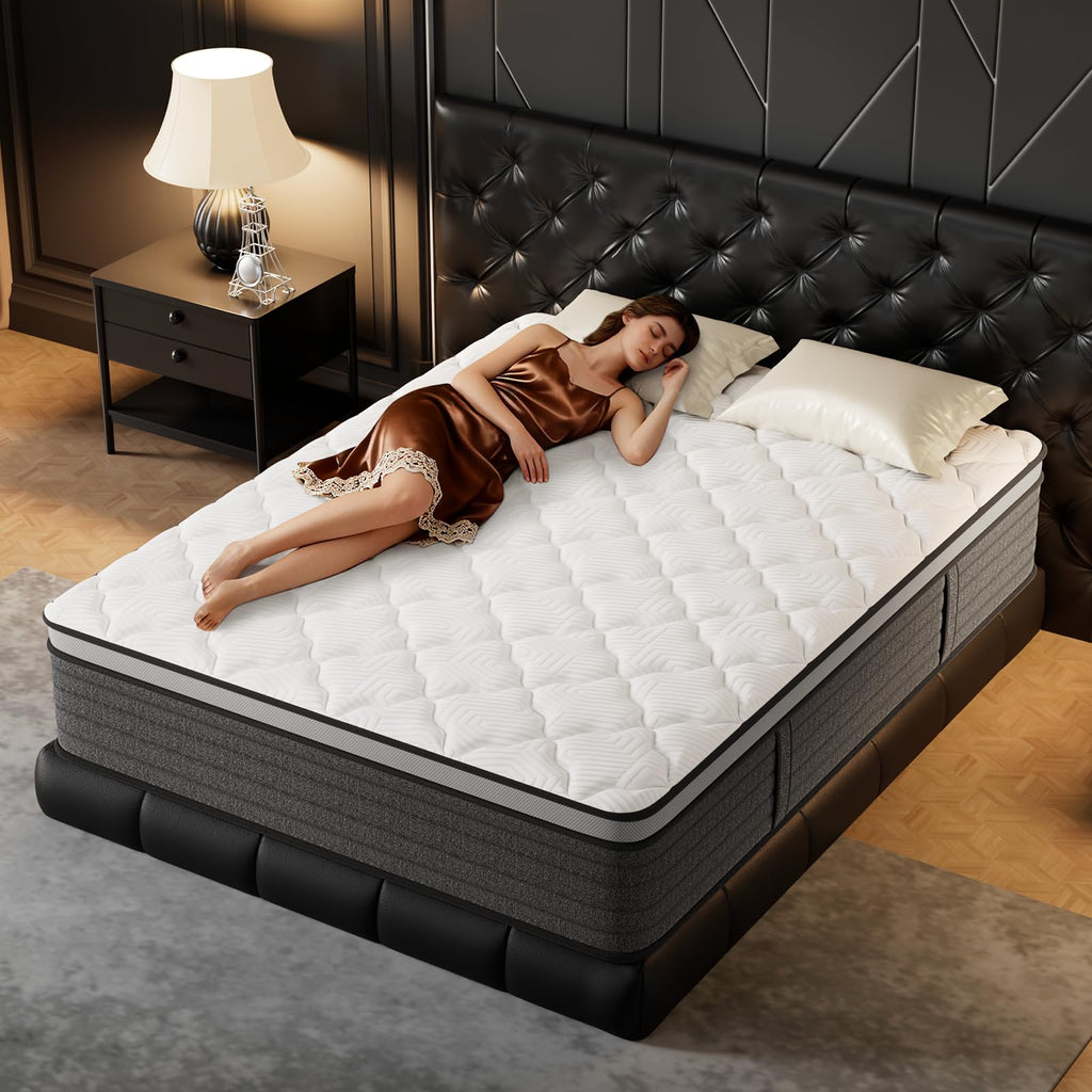 PUBPLON Twin Mattress, Hotel Luxury Hybrid 12 Inch Twin Size-Gel Memory Foam Mattress in a Box (New Version), Individually Wrapped Pocket Spring, Pressure Relief, Medium Firm