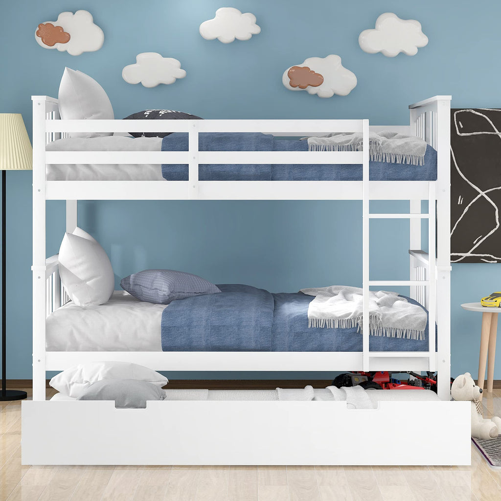 Merax Full Over Full Bunk Bed Convertible to Two Separate Beds, Solid Pine Wood Frame with Safety Guardrail & Headboard, Sturdy Durable Design, for Teens, Espresso