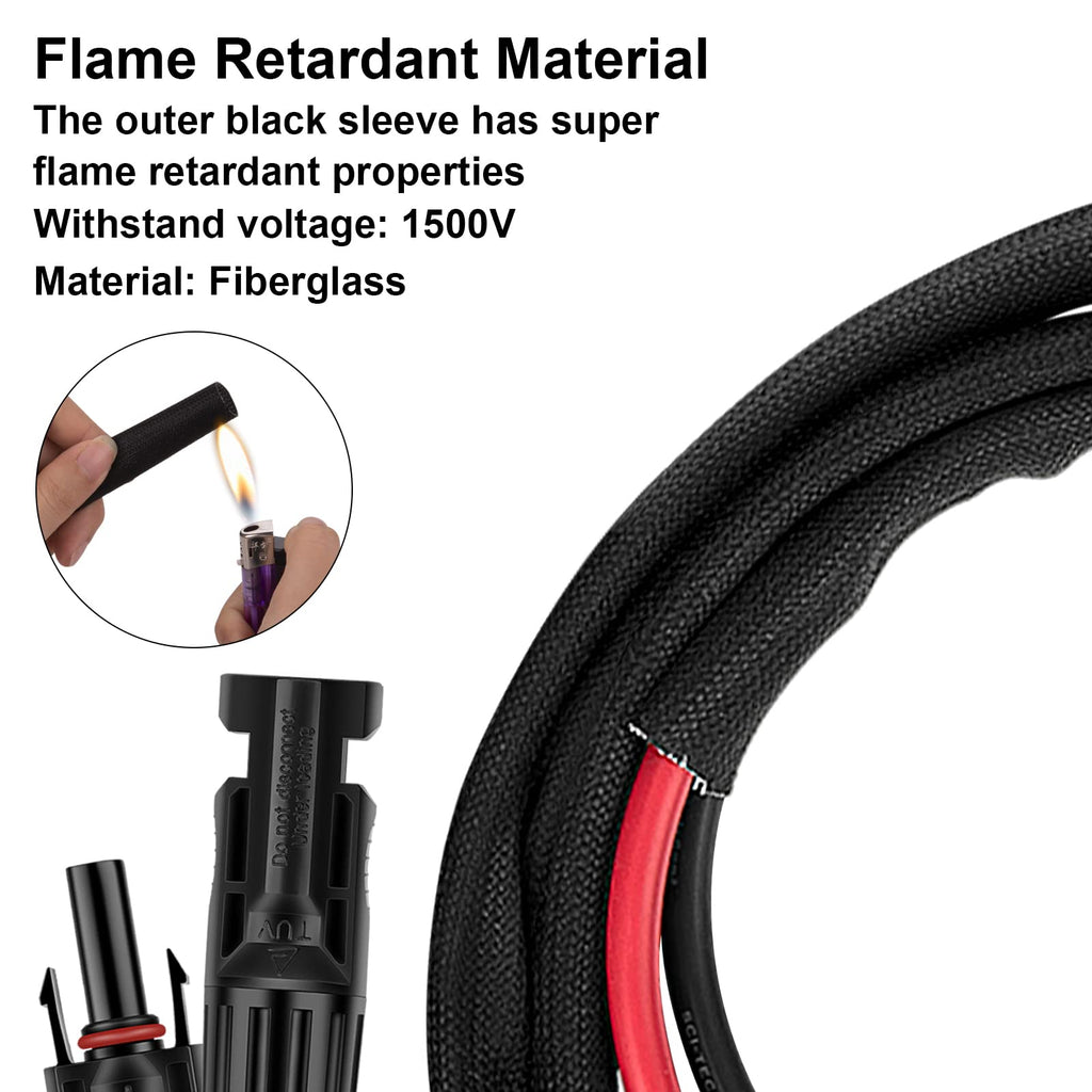 3FT 10AWG Solar Panel Extension Cable with Female and Male Connectors, Solar Cable for Solar Panels, Charge Controllers and Solar Generator (10AWG, 3FT)