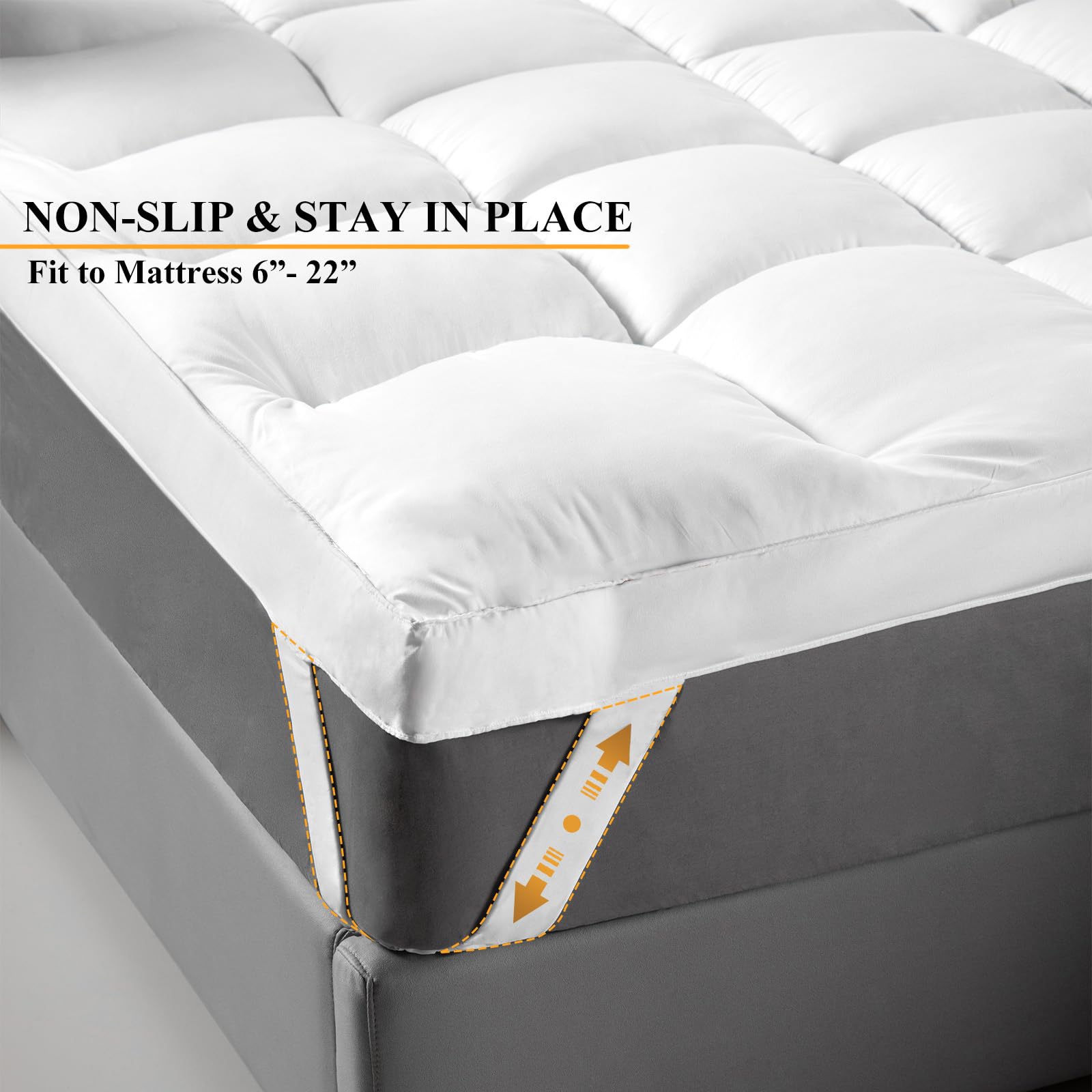 1400 GSM Extra Thick Twin Mattress Topper, Cooling Pillow Top Twin Mattress Topper, Thick Plush Soft Down Alternative Mattress Pad with Elastic Straps, 6-22 Inch Deep, Back Support