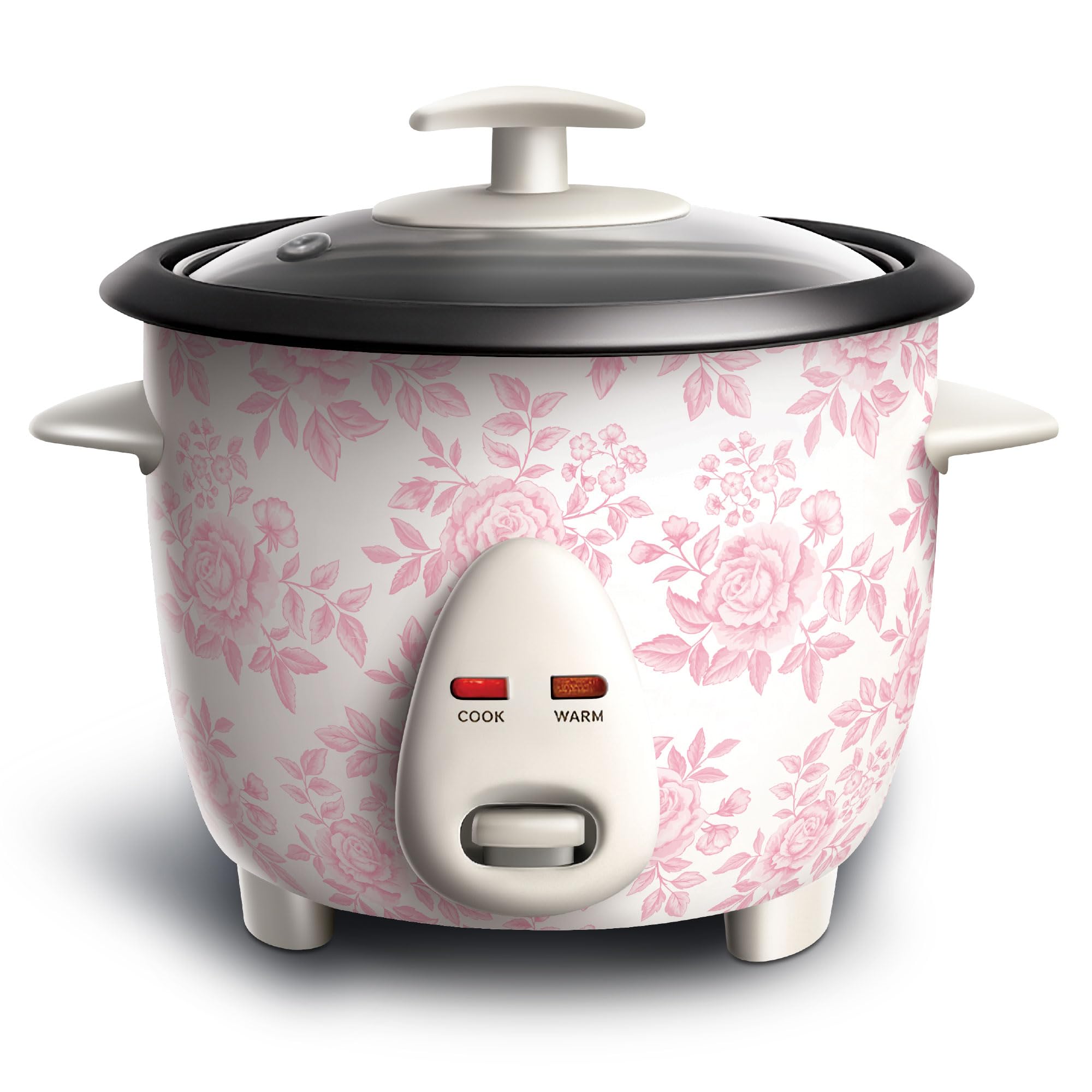 COOK WITH COLOR 6 Cup Rice Cooker 300W - Effortless Cooking and Perfectly, Cooks 3 Cups of Raw Rice for 6 Cups of Cooked Rice, Floral Blue